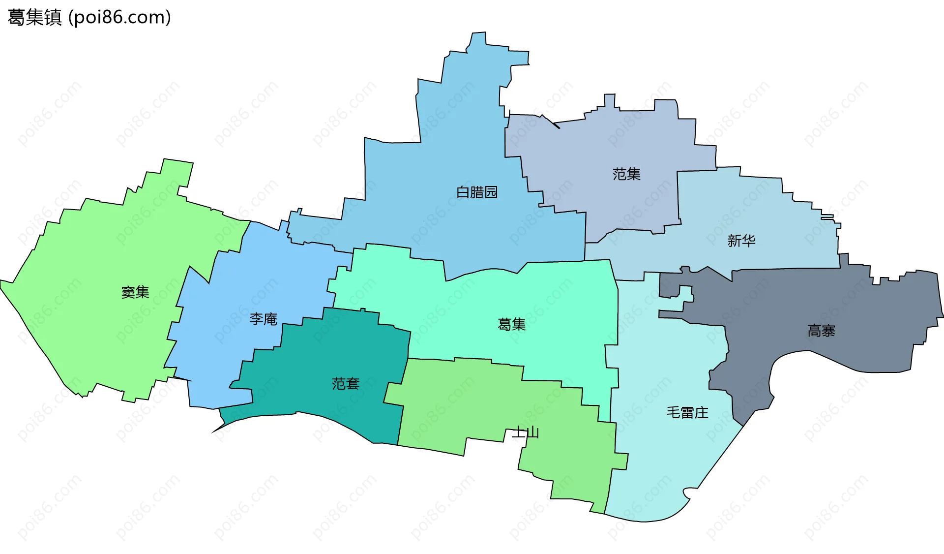 葛集镇边界地图(五级行政区划)