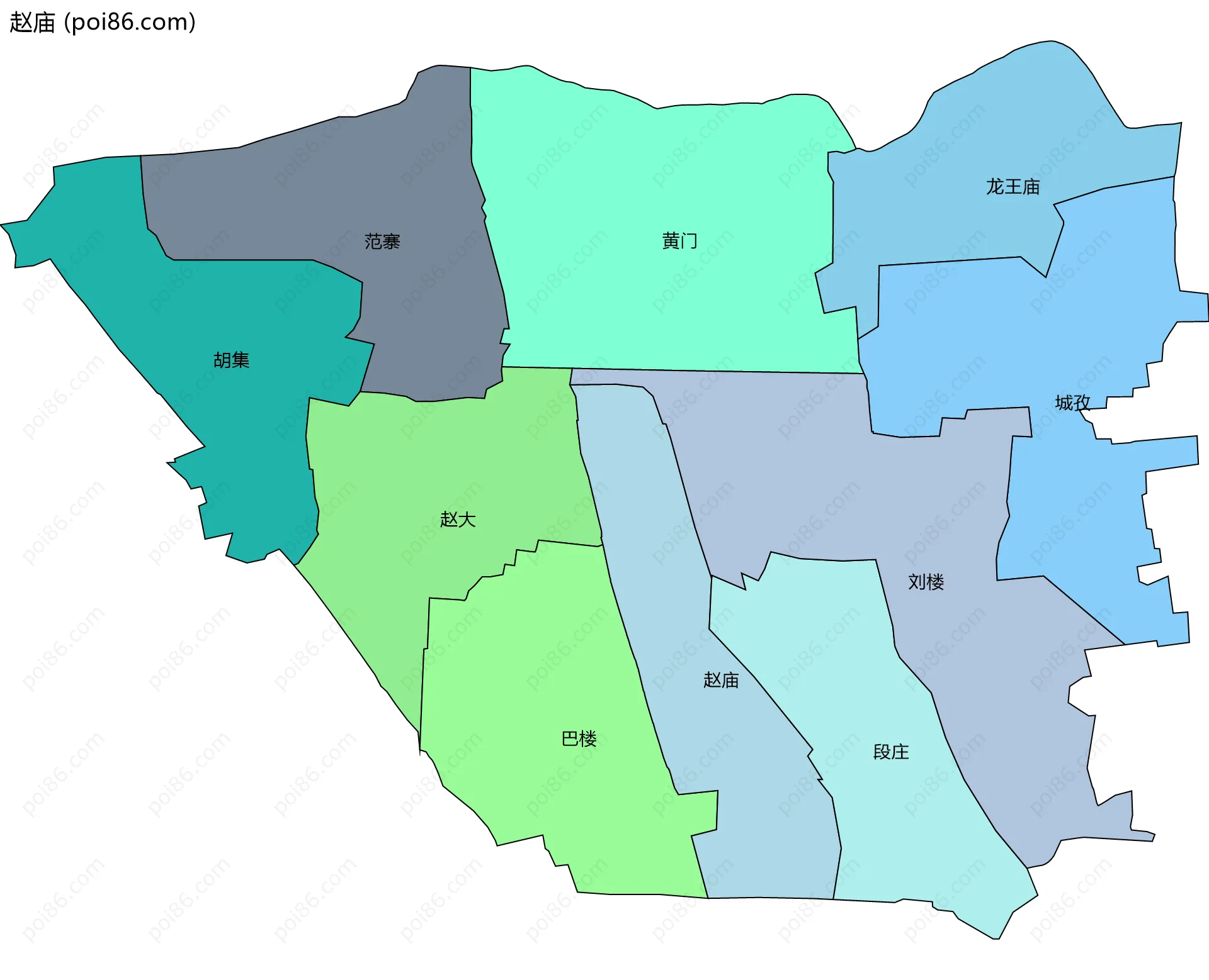 赵庙边界地图(五级行政区划)