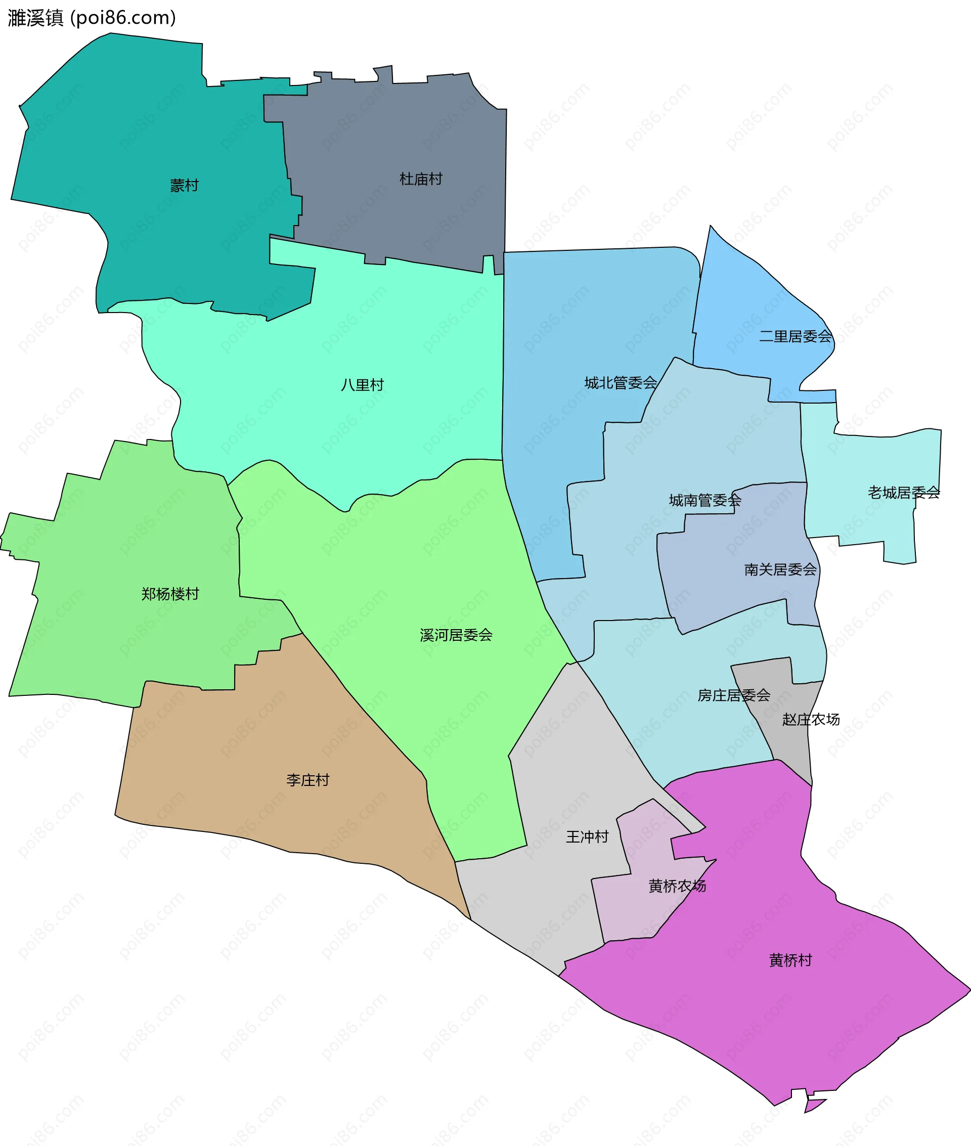 濉溪镇边界地图(五级行政区划)