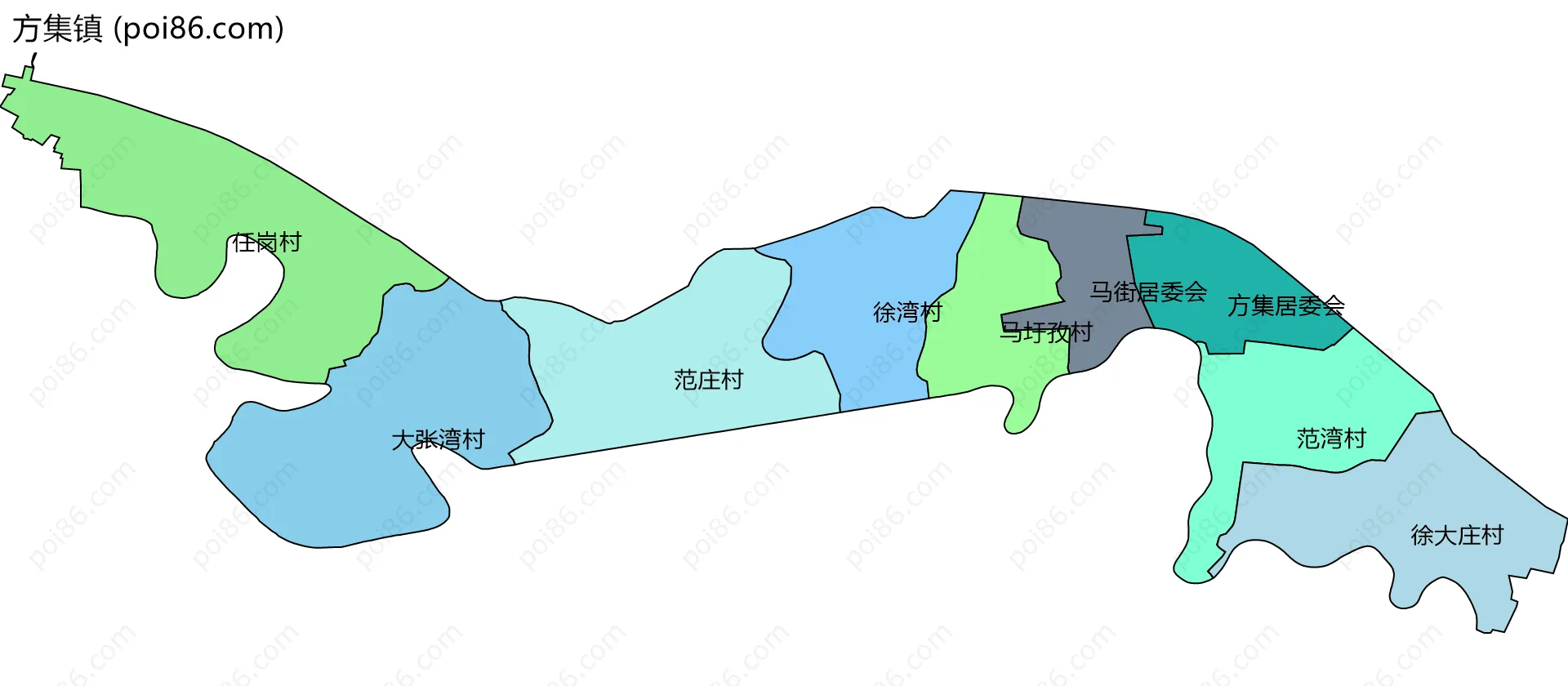 方集镇边界地图(五级行政区划)