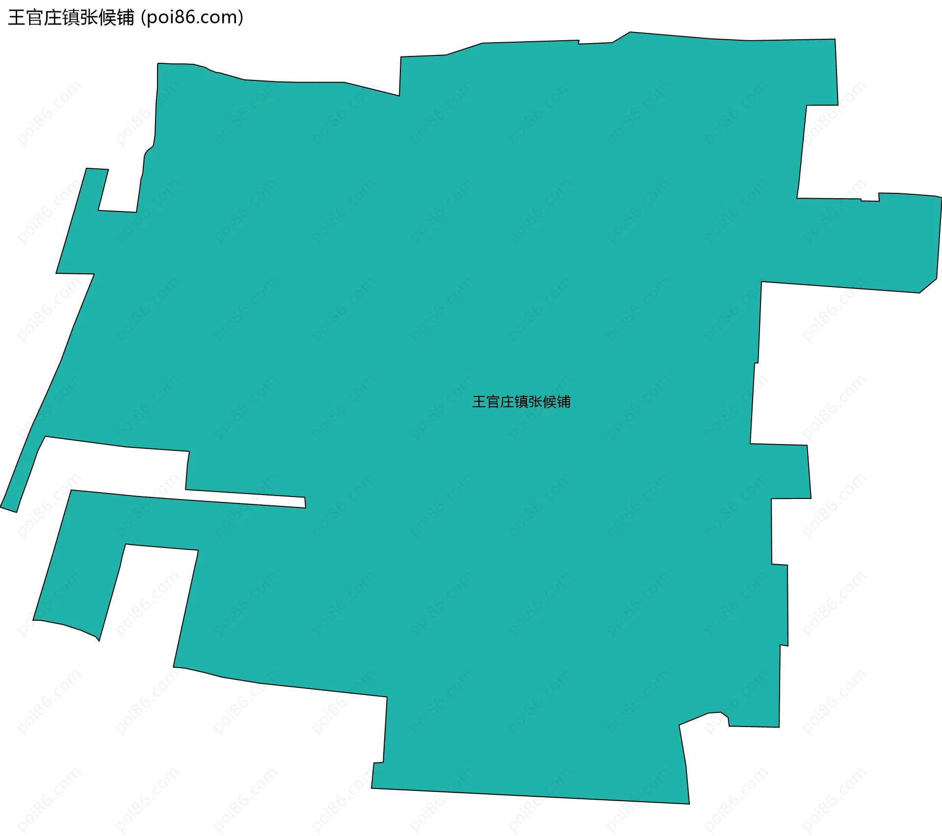 王官庄镇张候铺边界地图