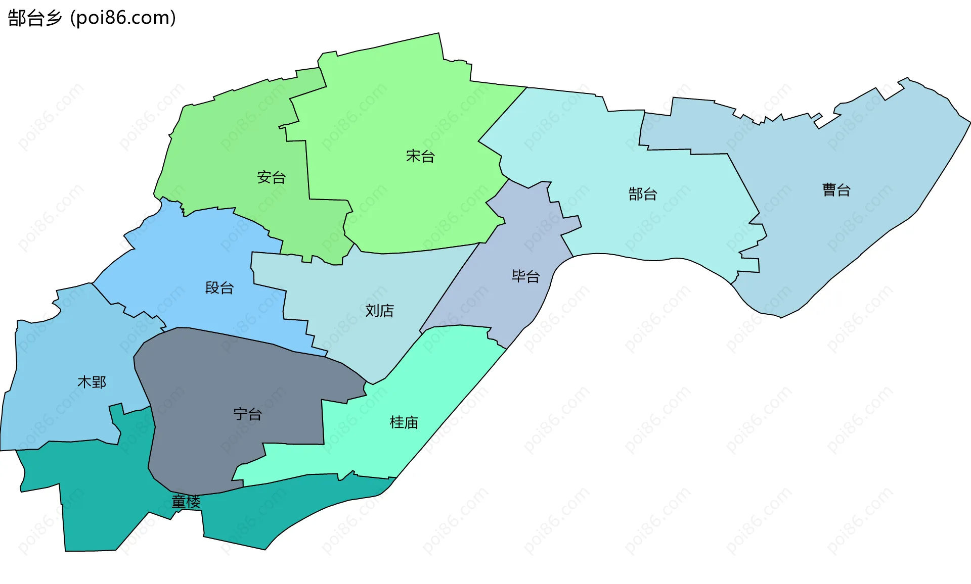 郜台乡边界地图(五级行政区划)
