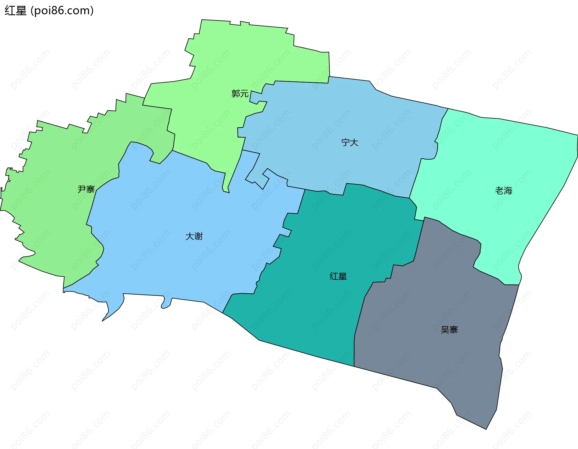红星边界地图(五级行政区划)