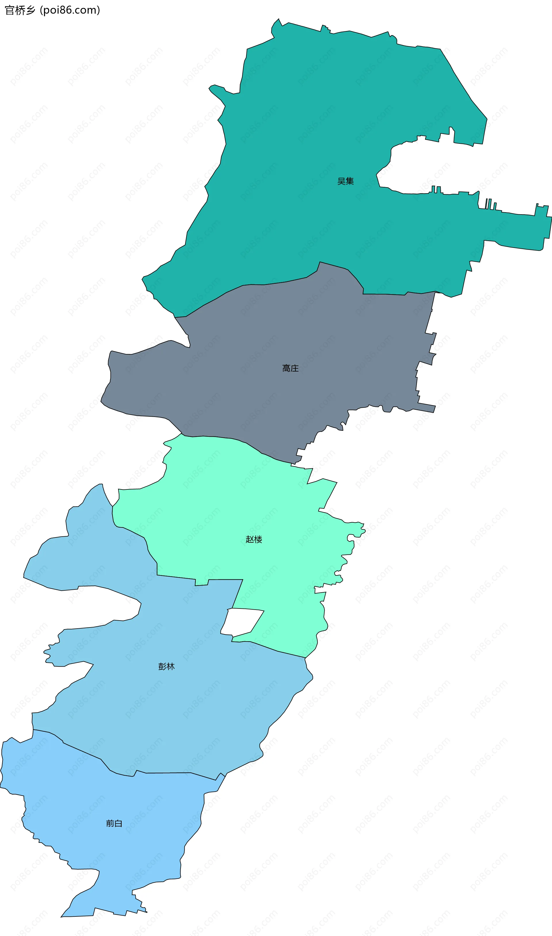 官桥乡边界地图(五级行政区划)