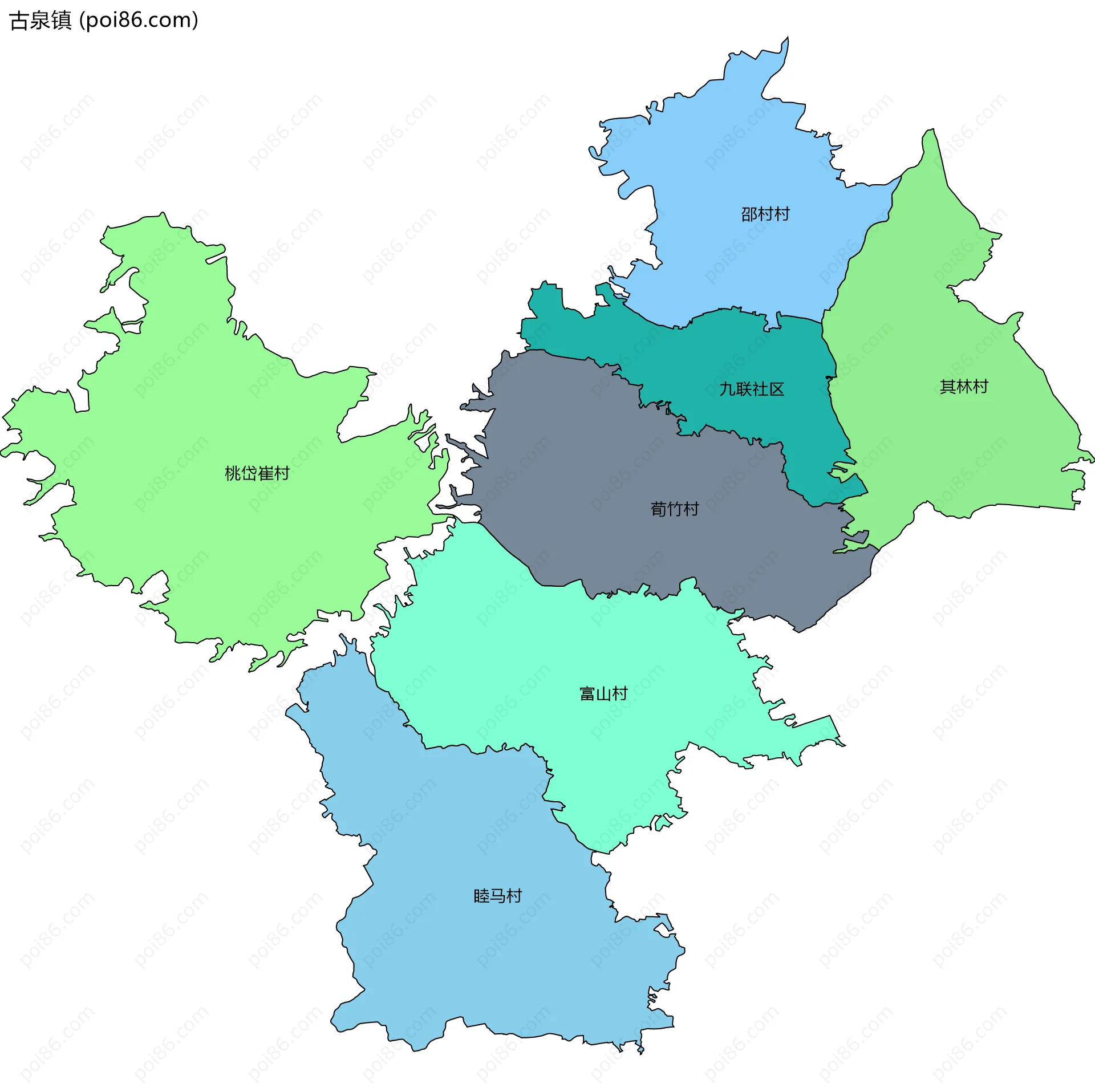 古泉镇边界地图(五级行政区划)