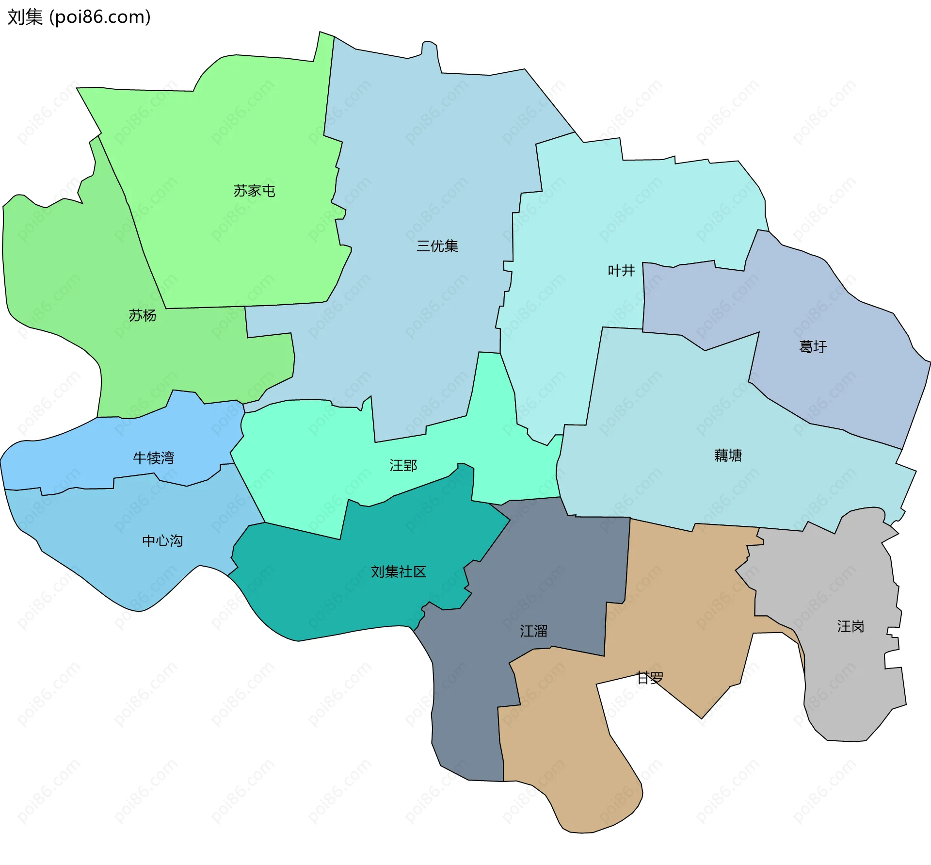 刘集边界地图(五级行政区划)