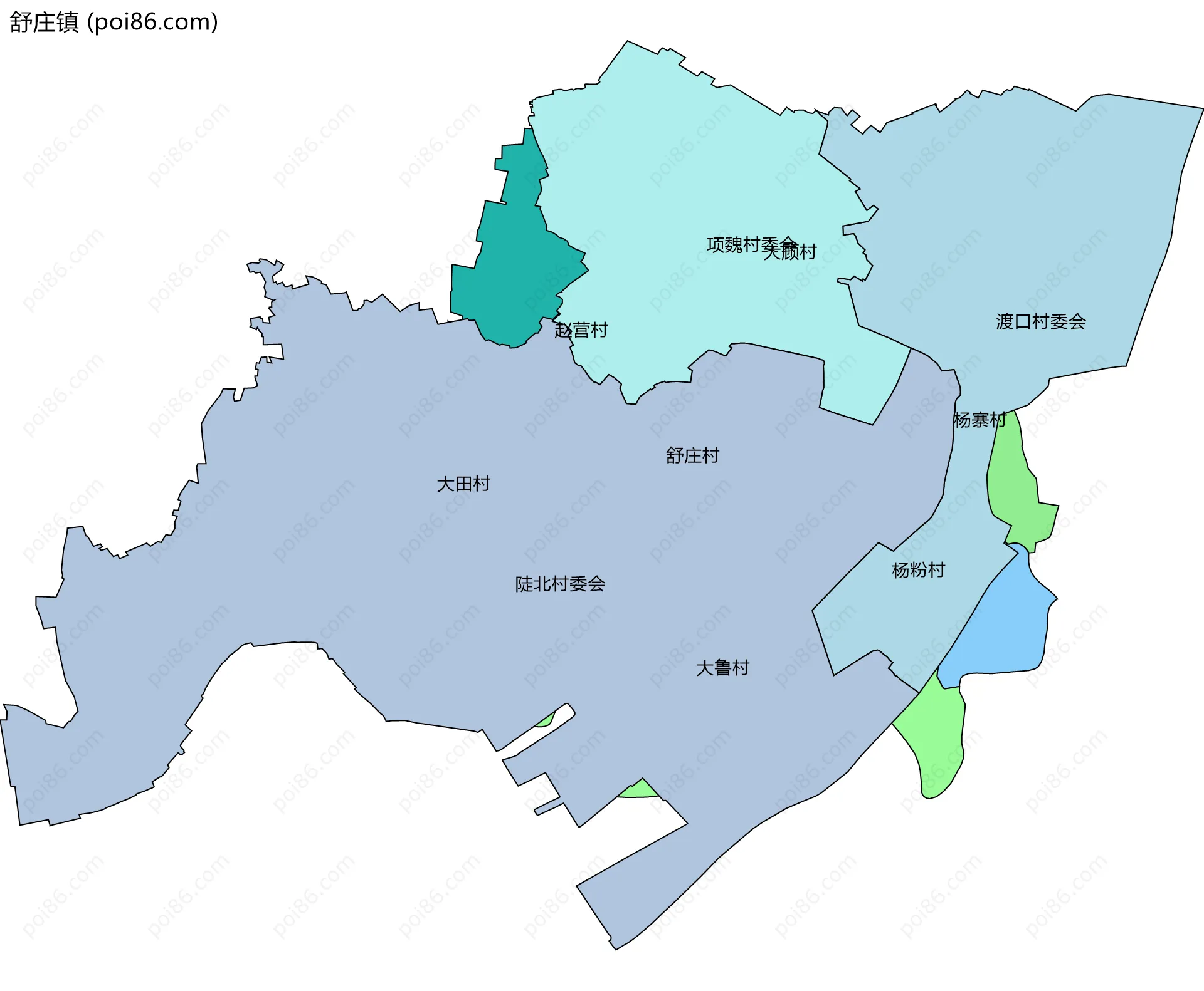 舒庄镇边界地图(五级行政区划)