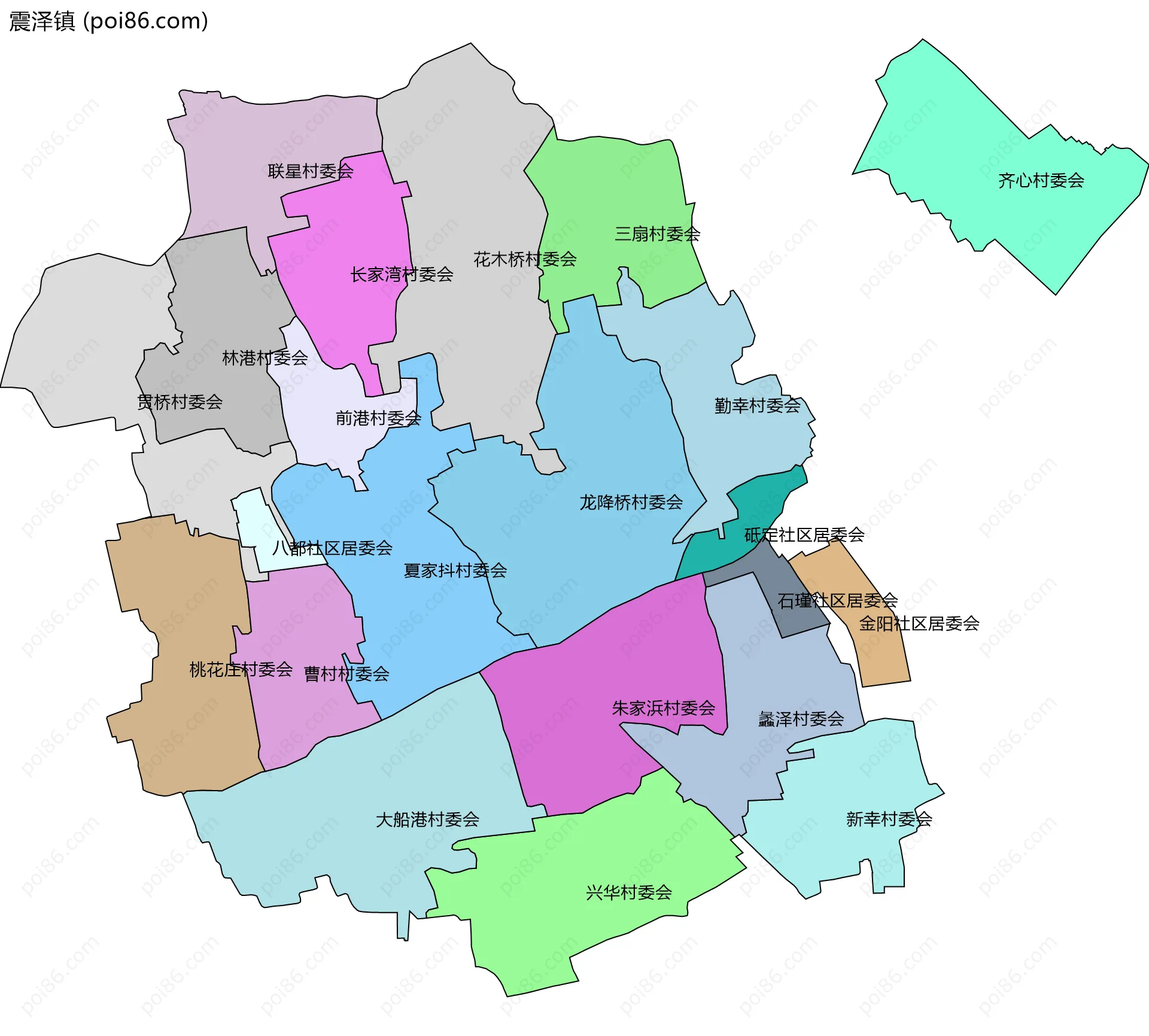 震泽镇边界地图(五级行政区划)