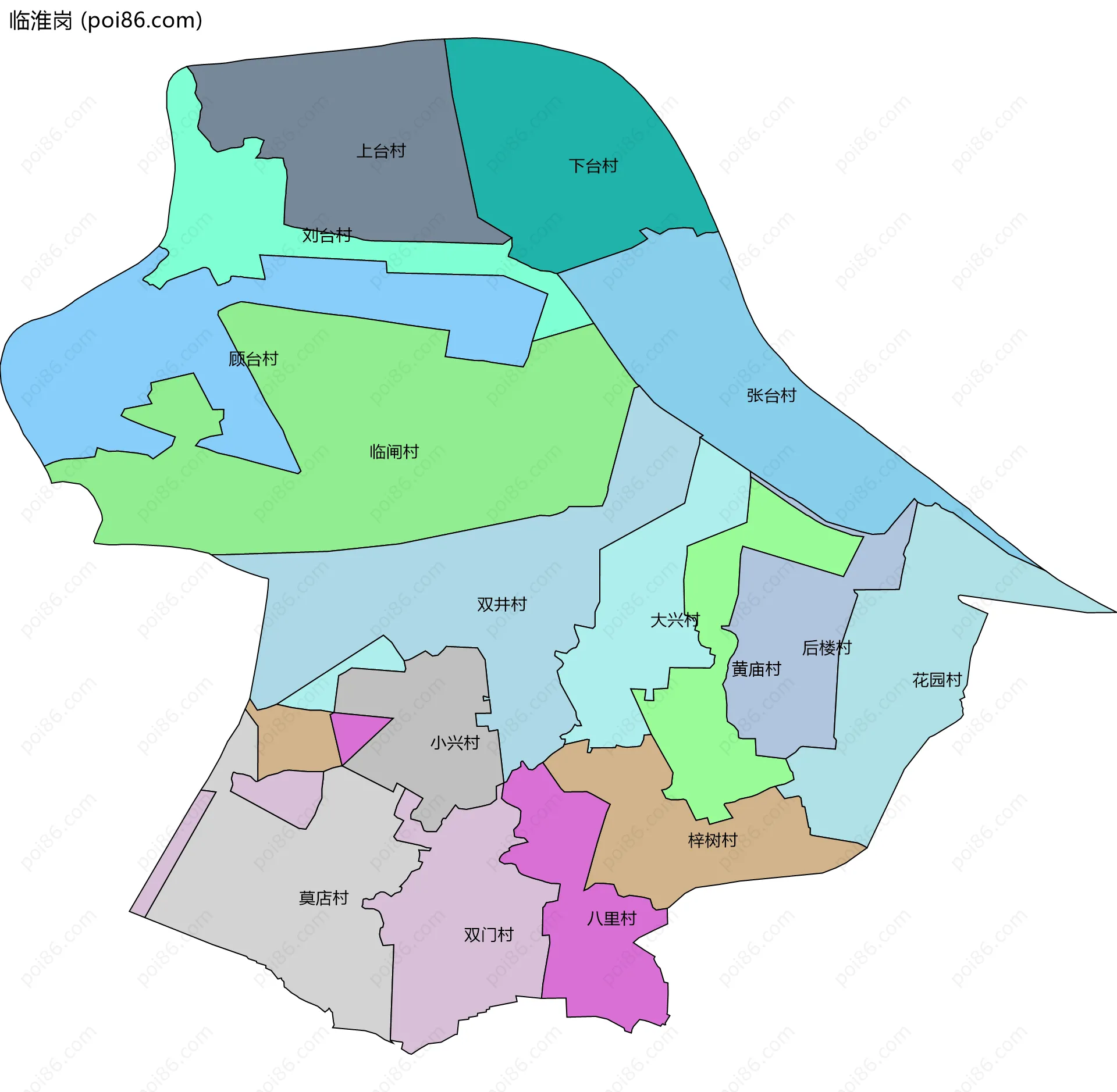 临淮岗边界地图(五级行政区划)