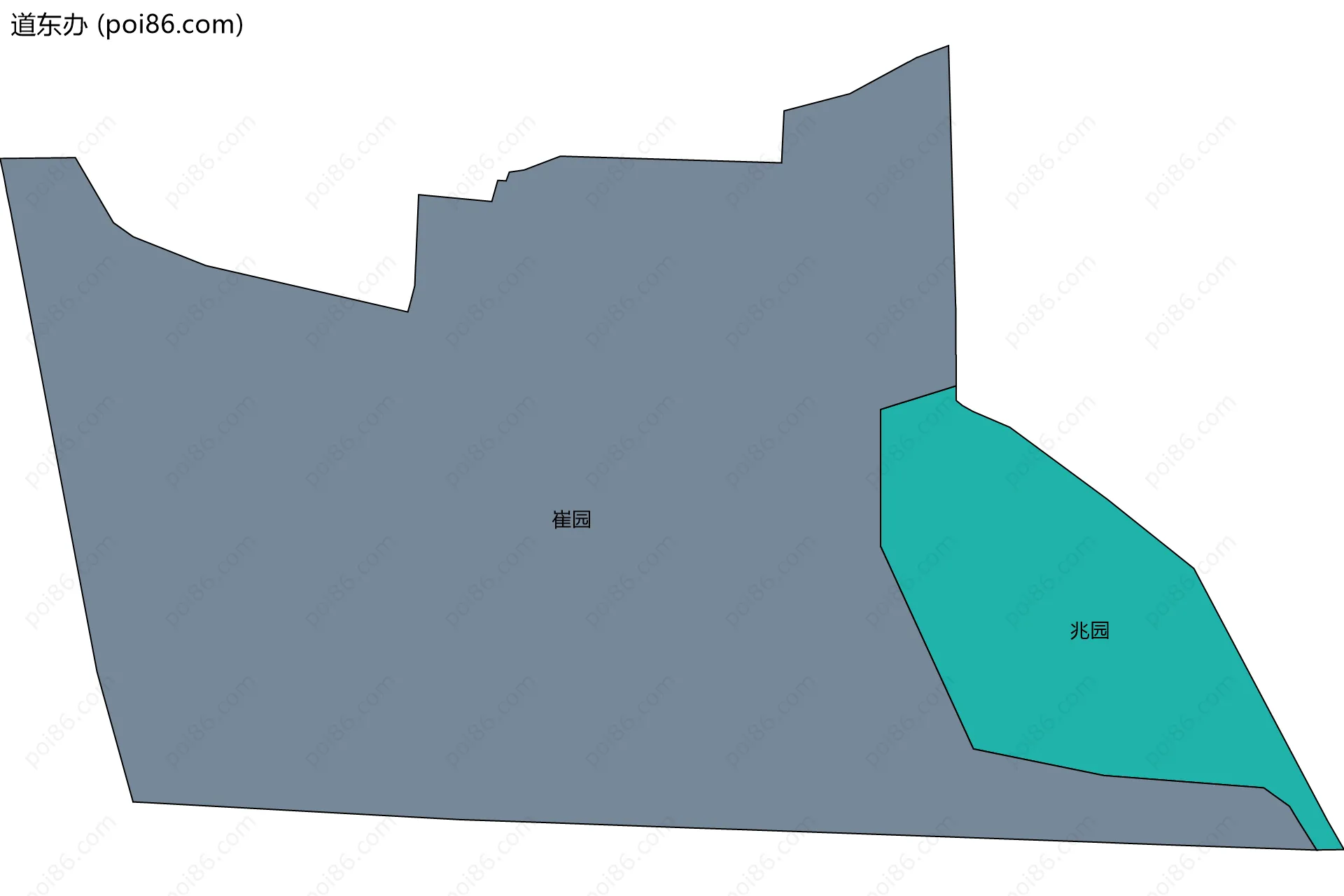 道东办边界地图(五级行政区划)