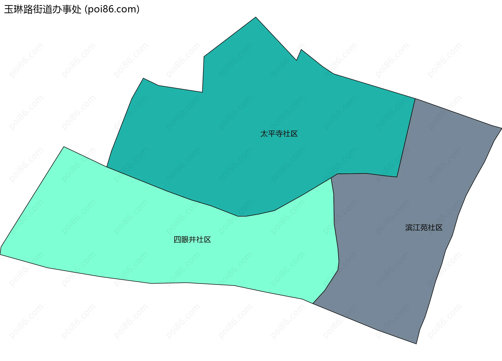 玉琳路街道办事处边界地图(五级行政区划)