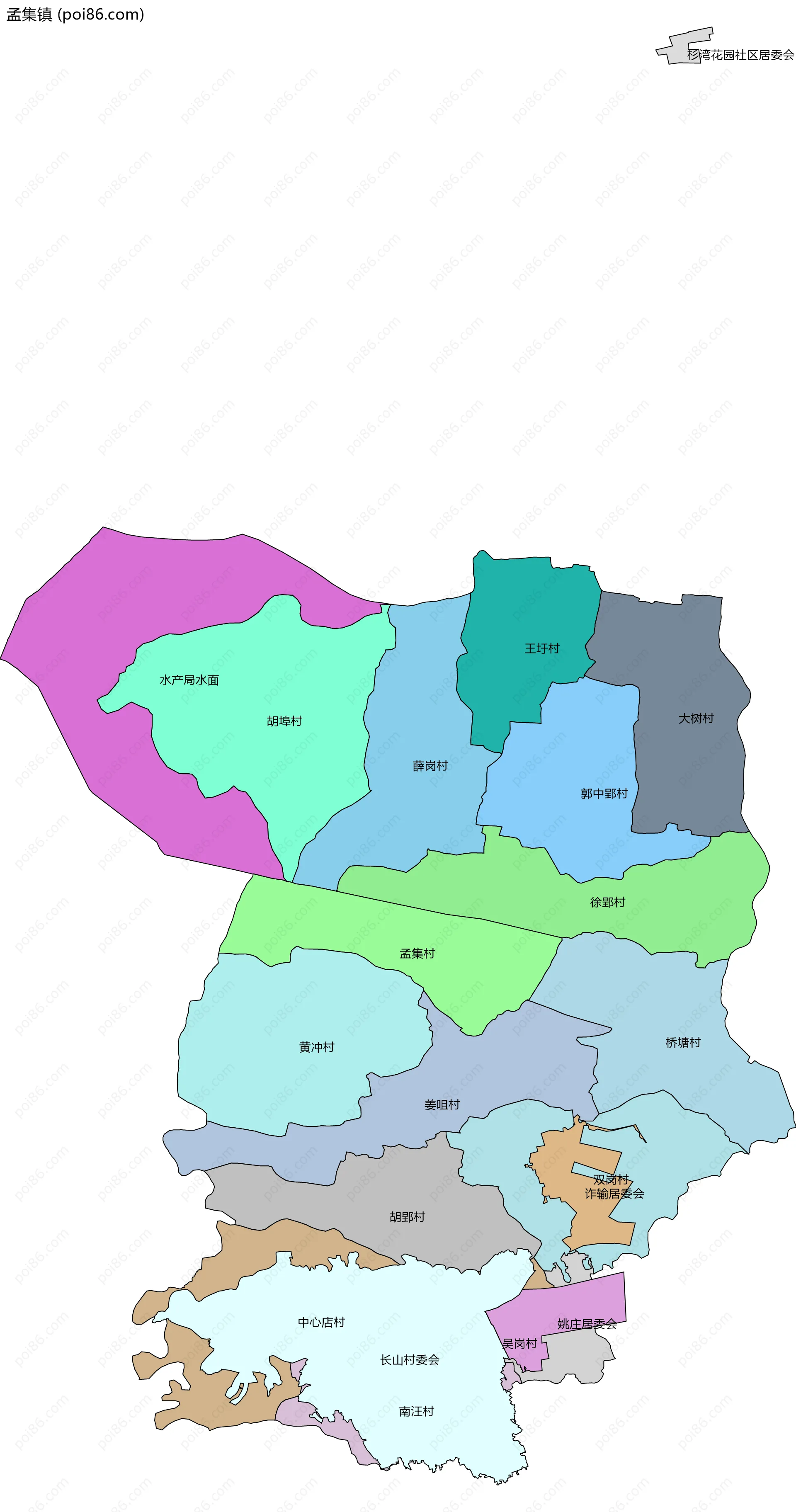 孟集镇边界地图(五级行政区划)