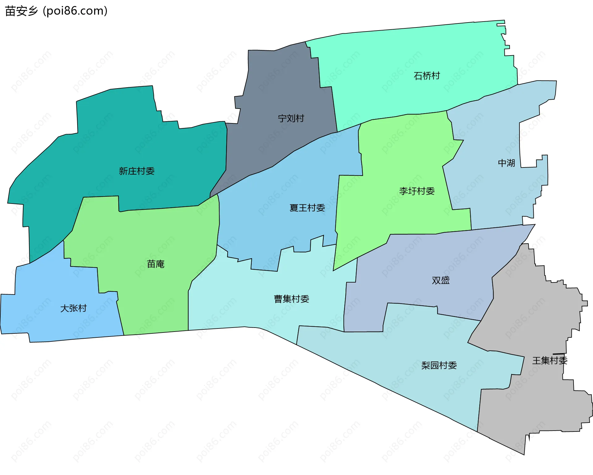 苗安乡边界地图(五级行政区划)