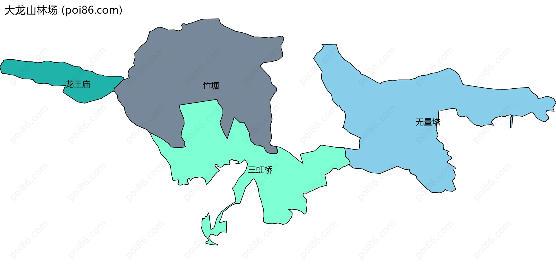 大龙山林场边界地图(五级行政区划)