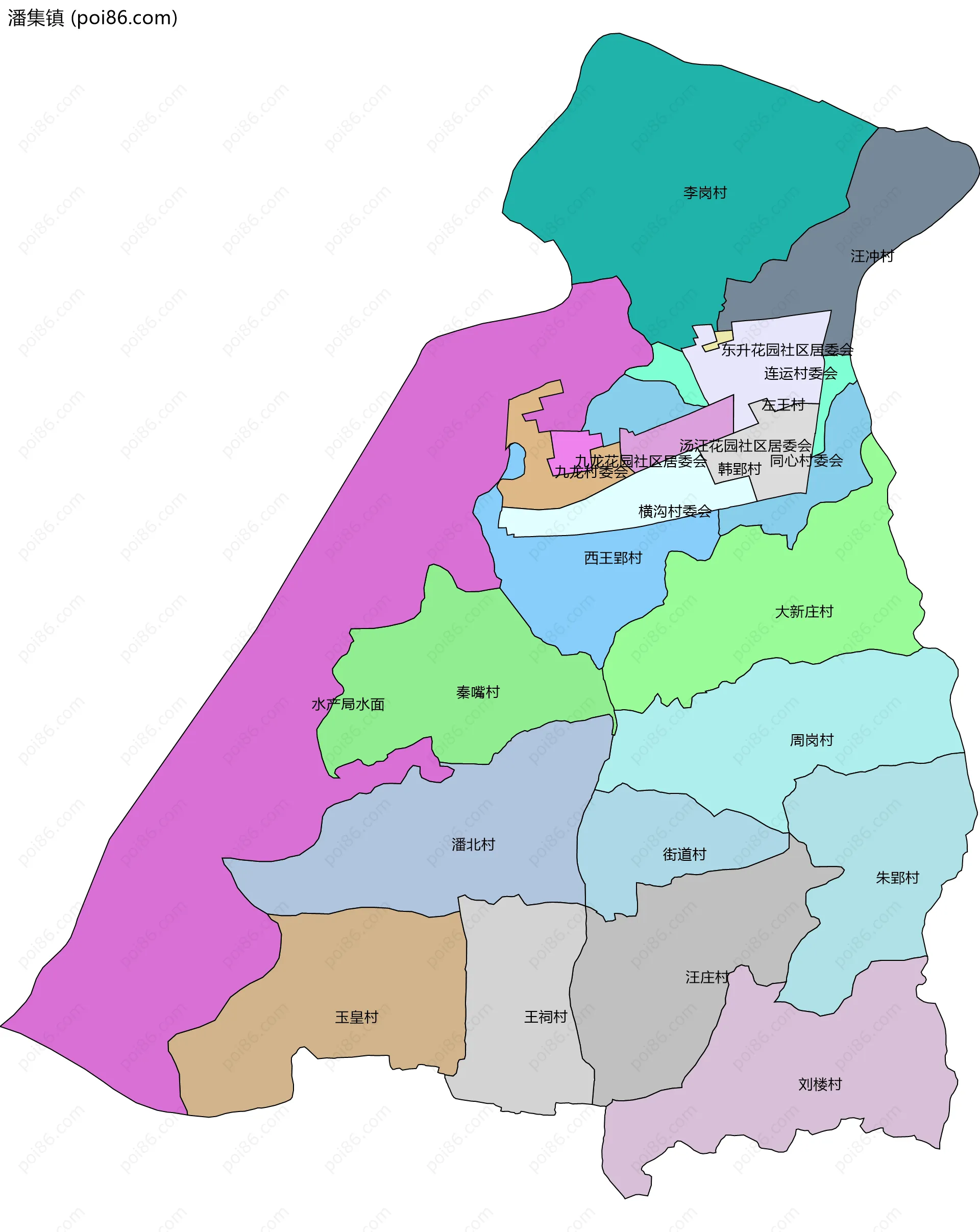 潘集镇边界地图(五级行政区划)