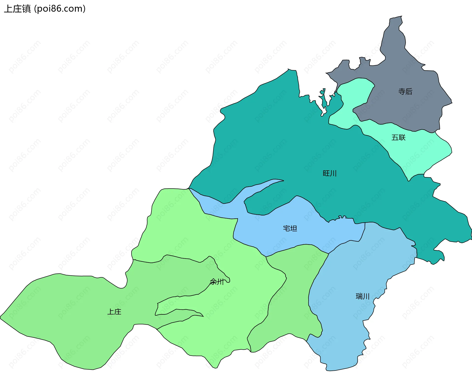 上庄镇边界地图(五级行政区划)
