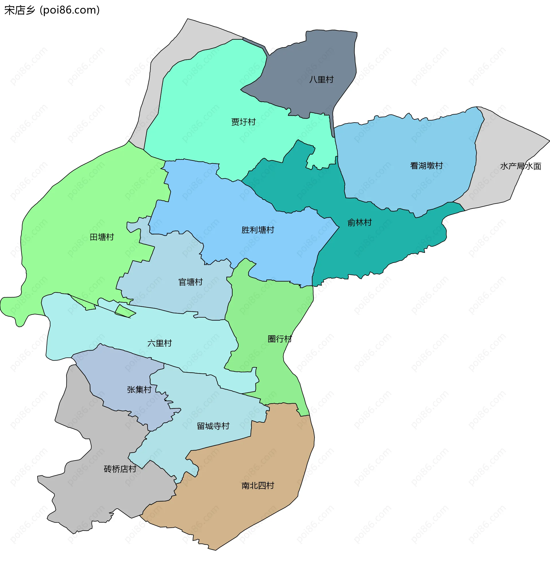 宋店乡边界地图(五级行政区划)
