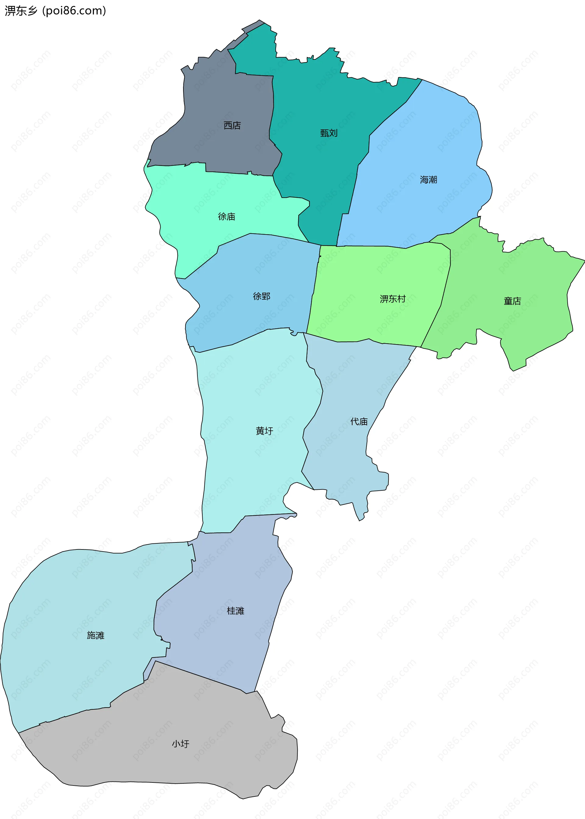 淠东乡边界地图(五级行政区划)