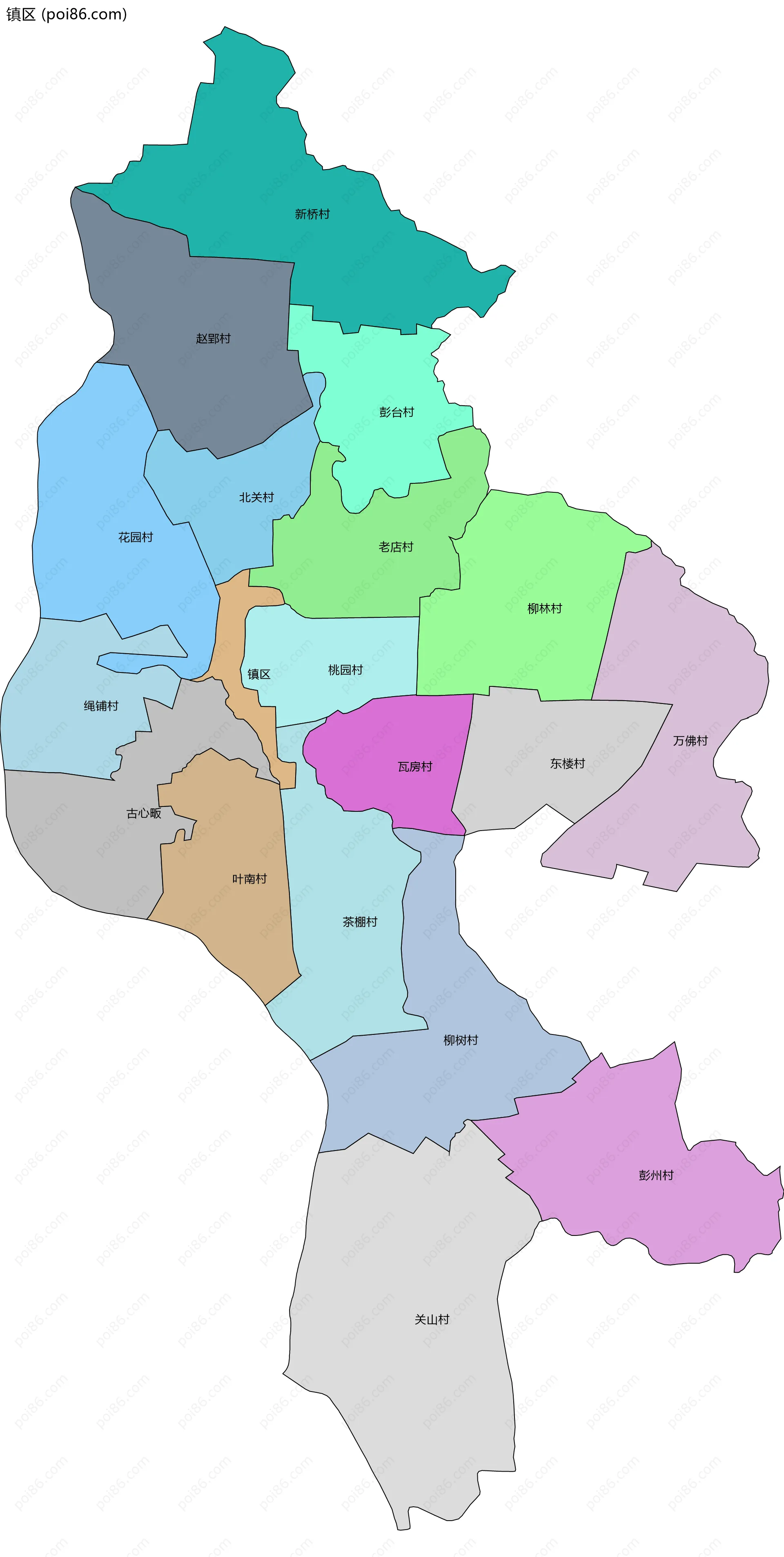 镇区边界地图(五级行政区划)