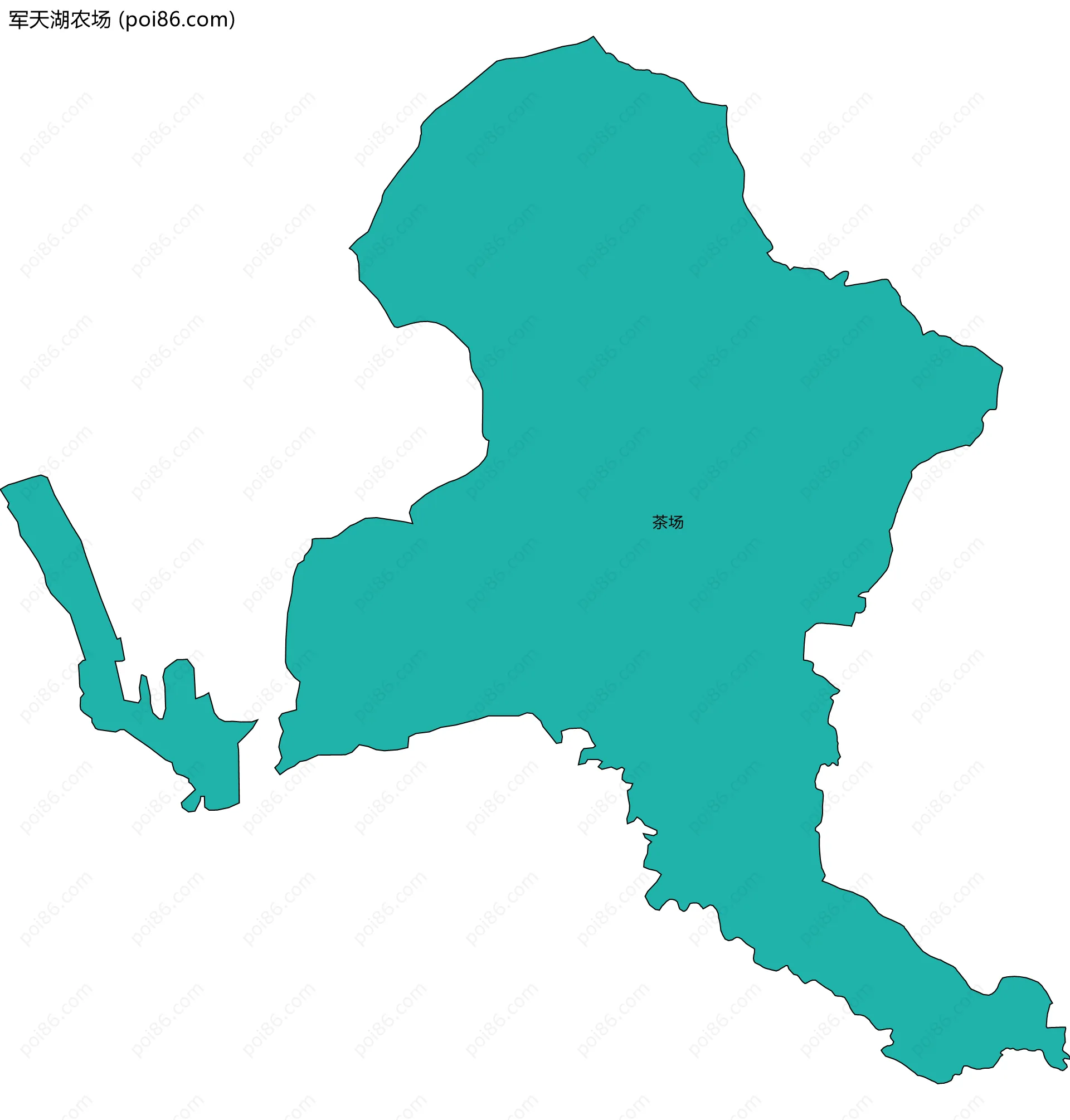 军天湖农场边界地图(五级行政区划)