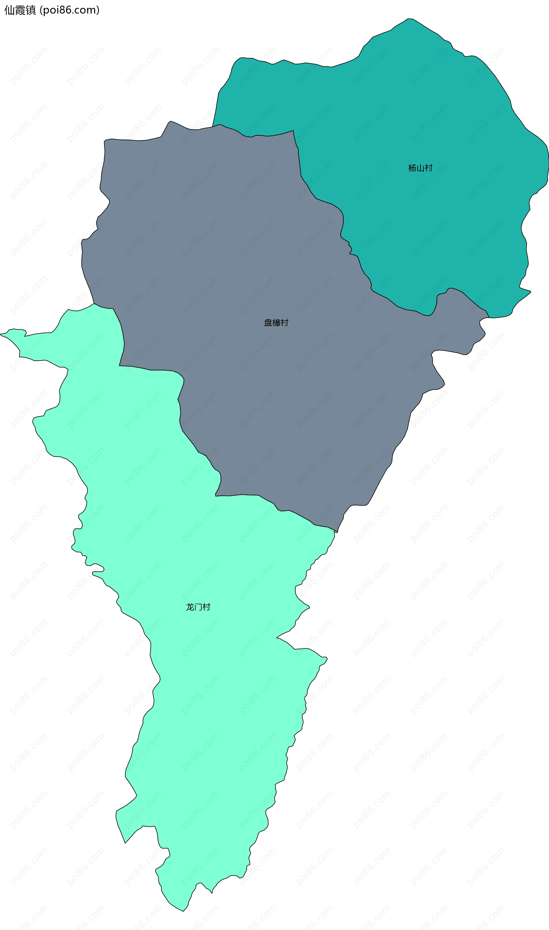 仙霞镇边界地图(五级行政区划)