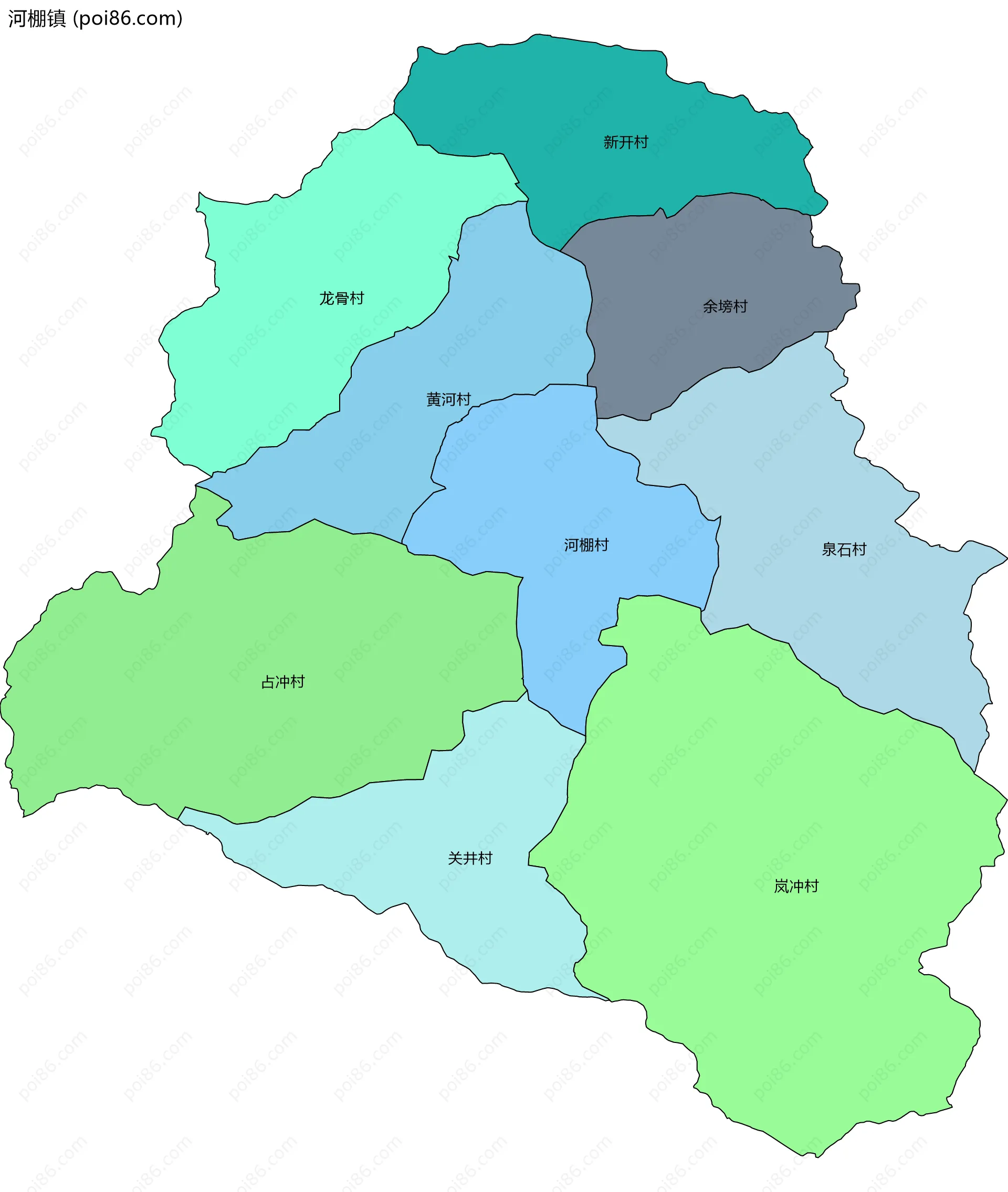 河棚镇边界地图(五级行政区划)