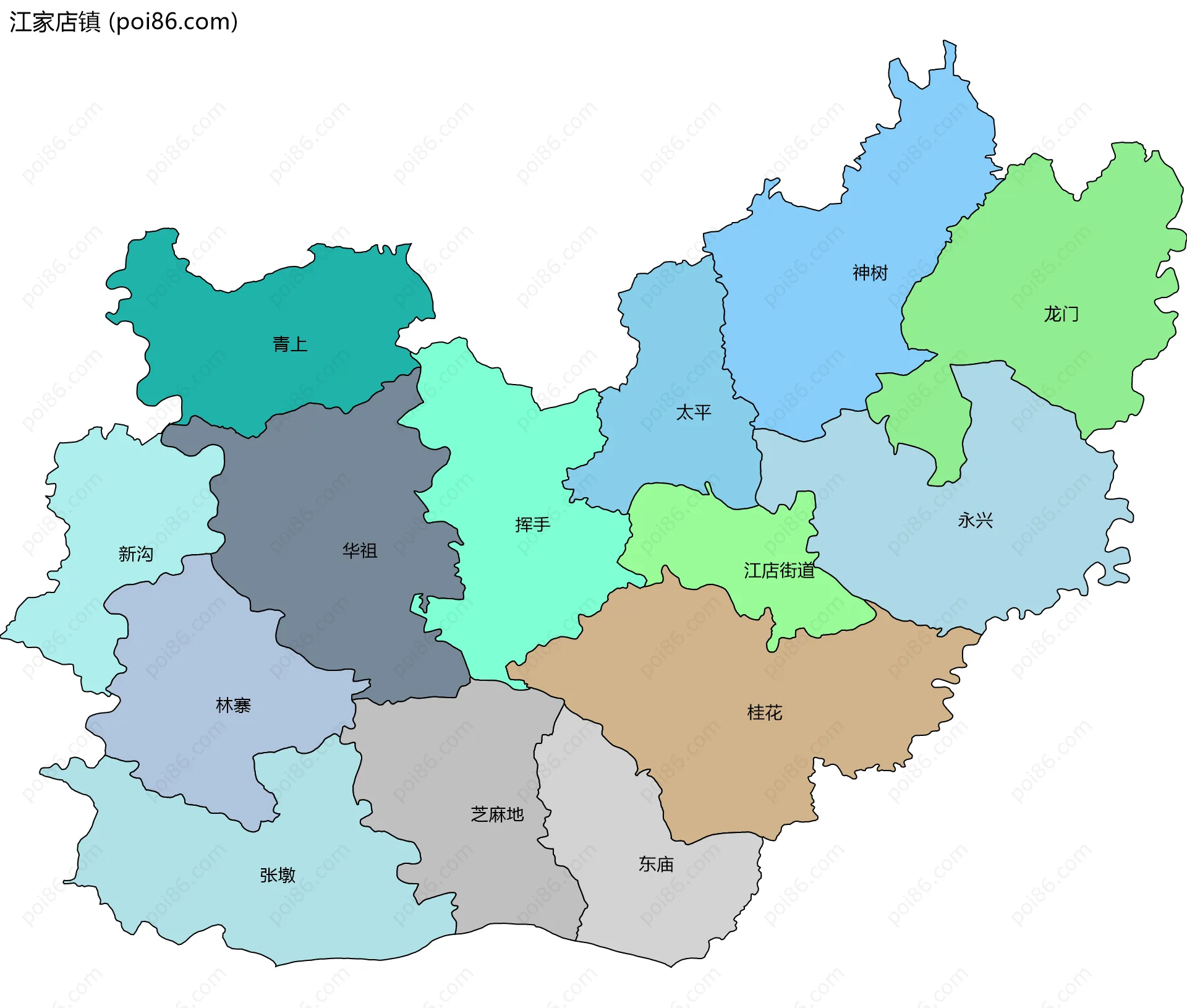 江家店镇边界地图(五级行政区划)