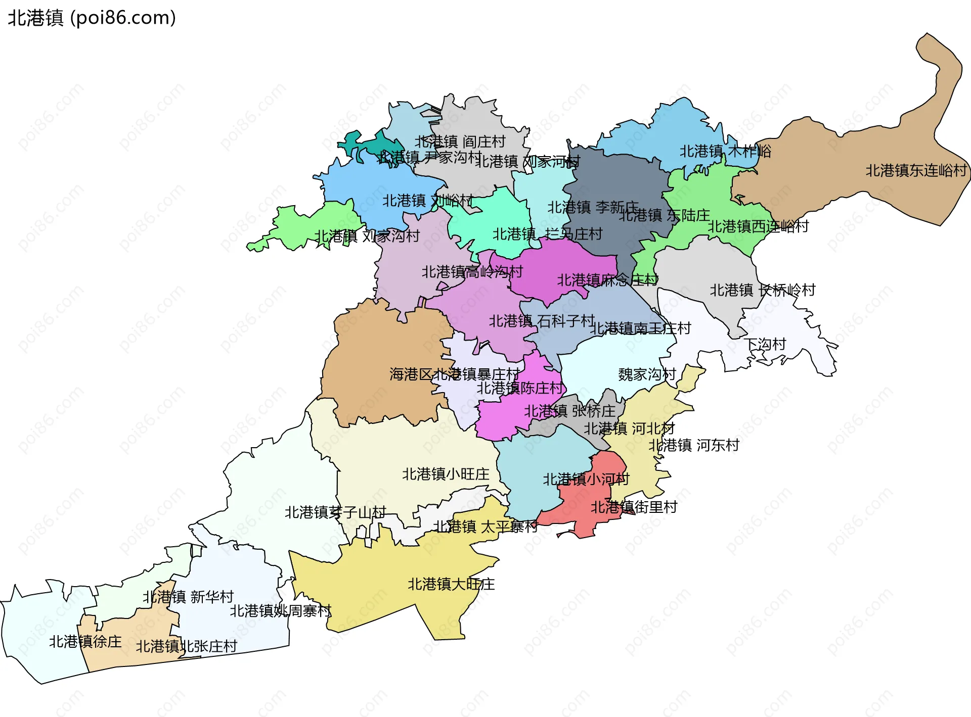 北港镇边界地图(五级行政区划)