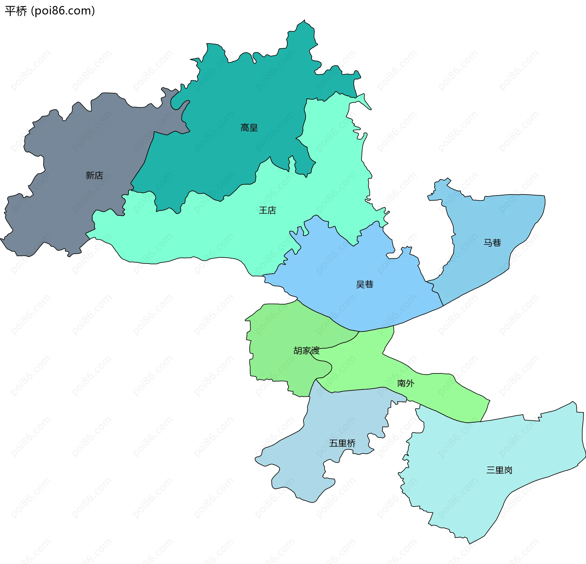 平桥边界地图(五级行政区划)