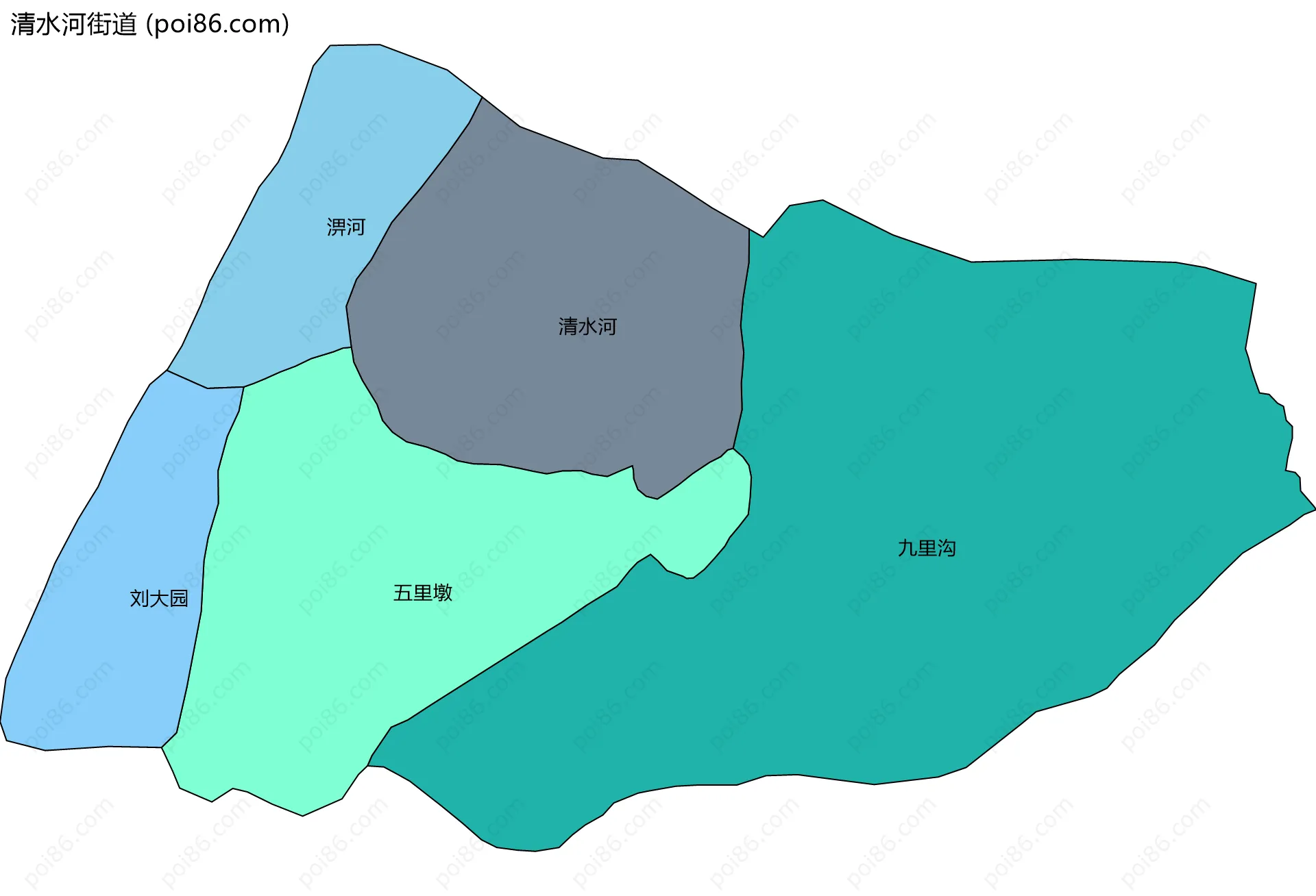 清水河街道边界地图(五级行政区划)