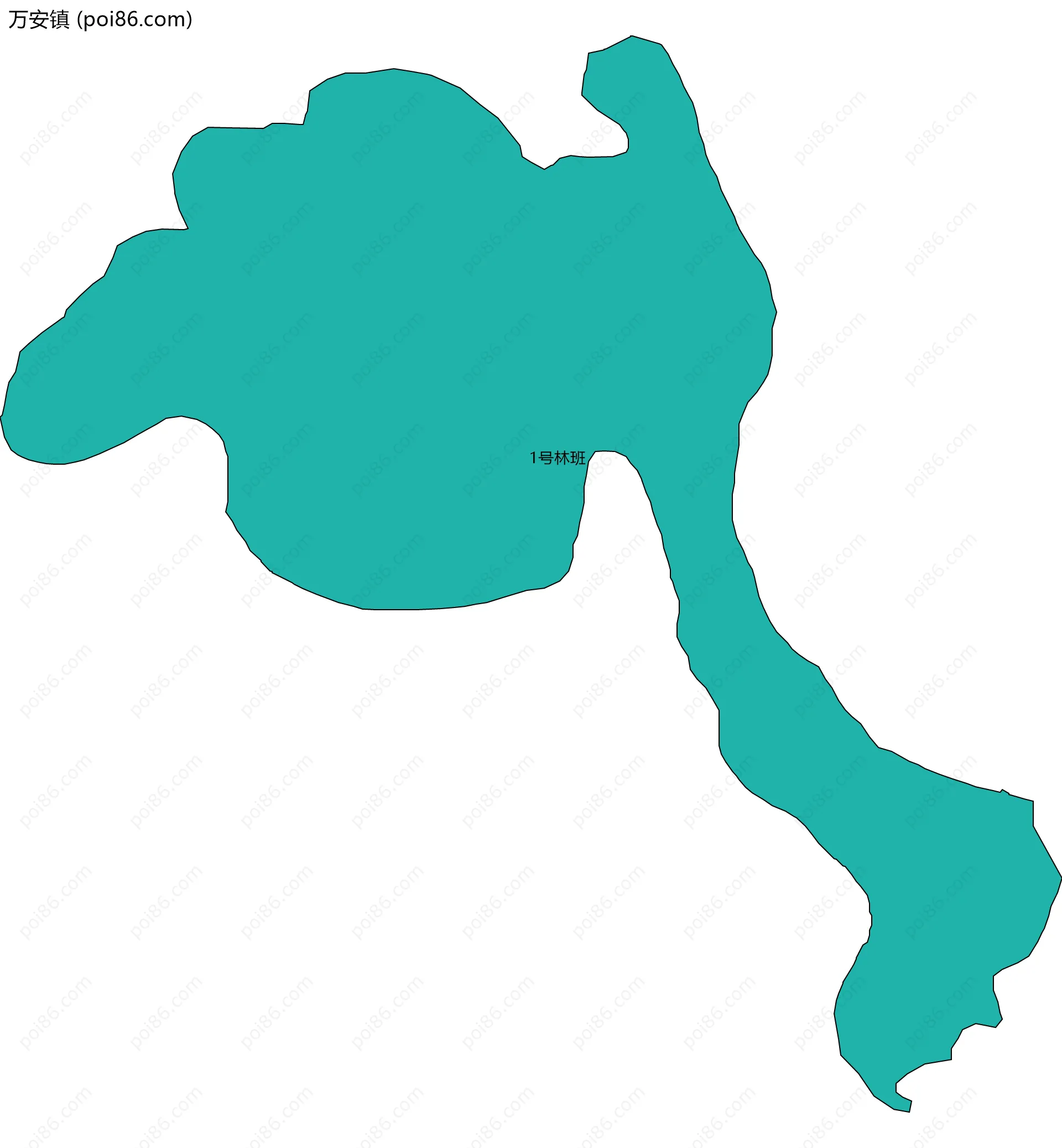 万安镇边界地图(五级行政区划)