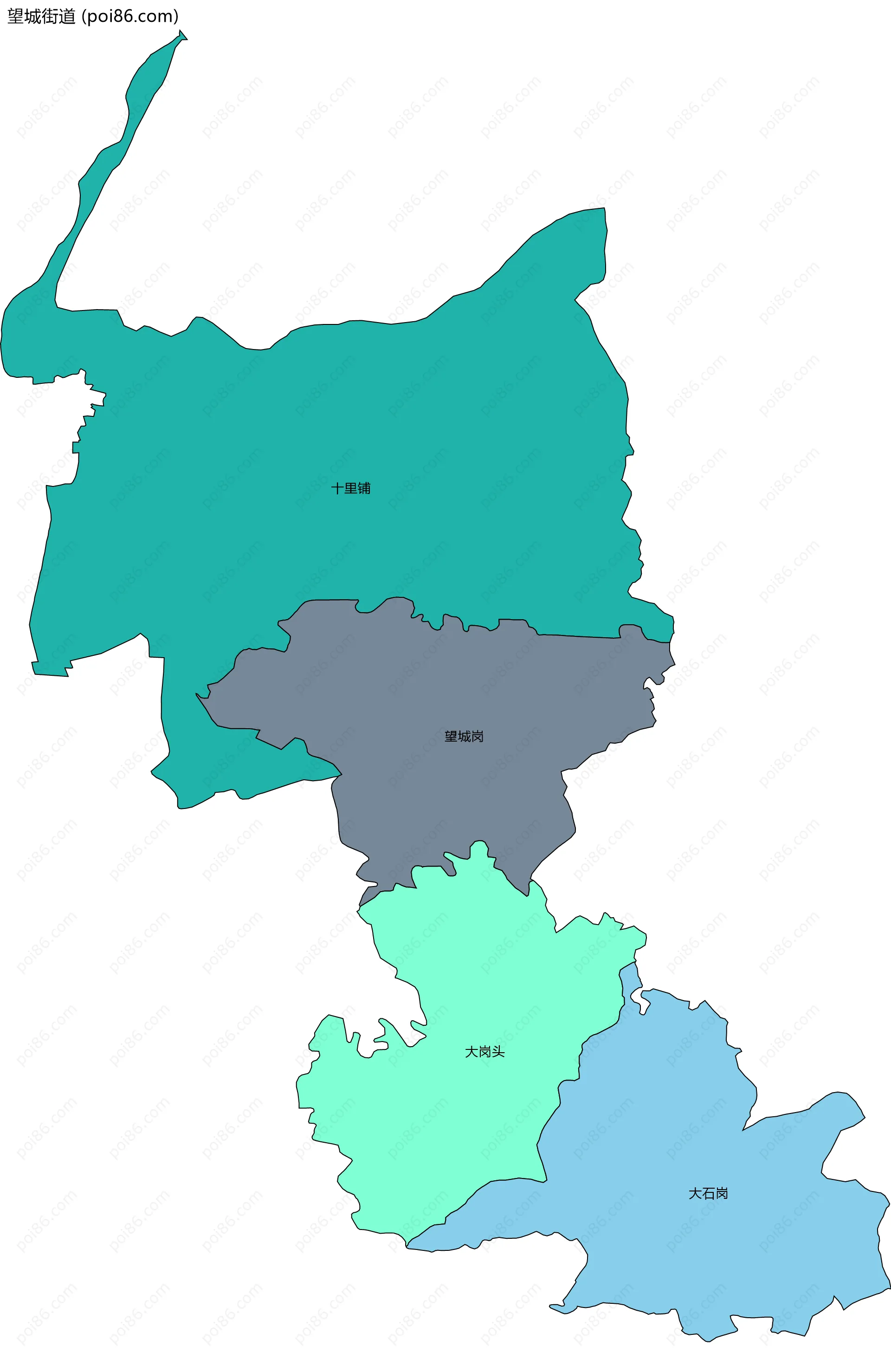 望城街道边界地图(五级行政区划)