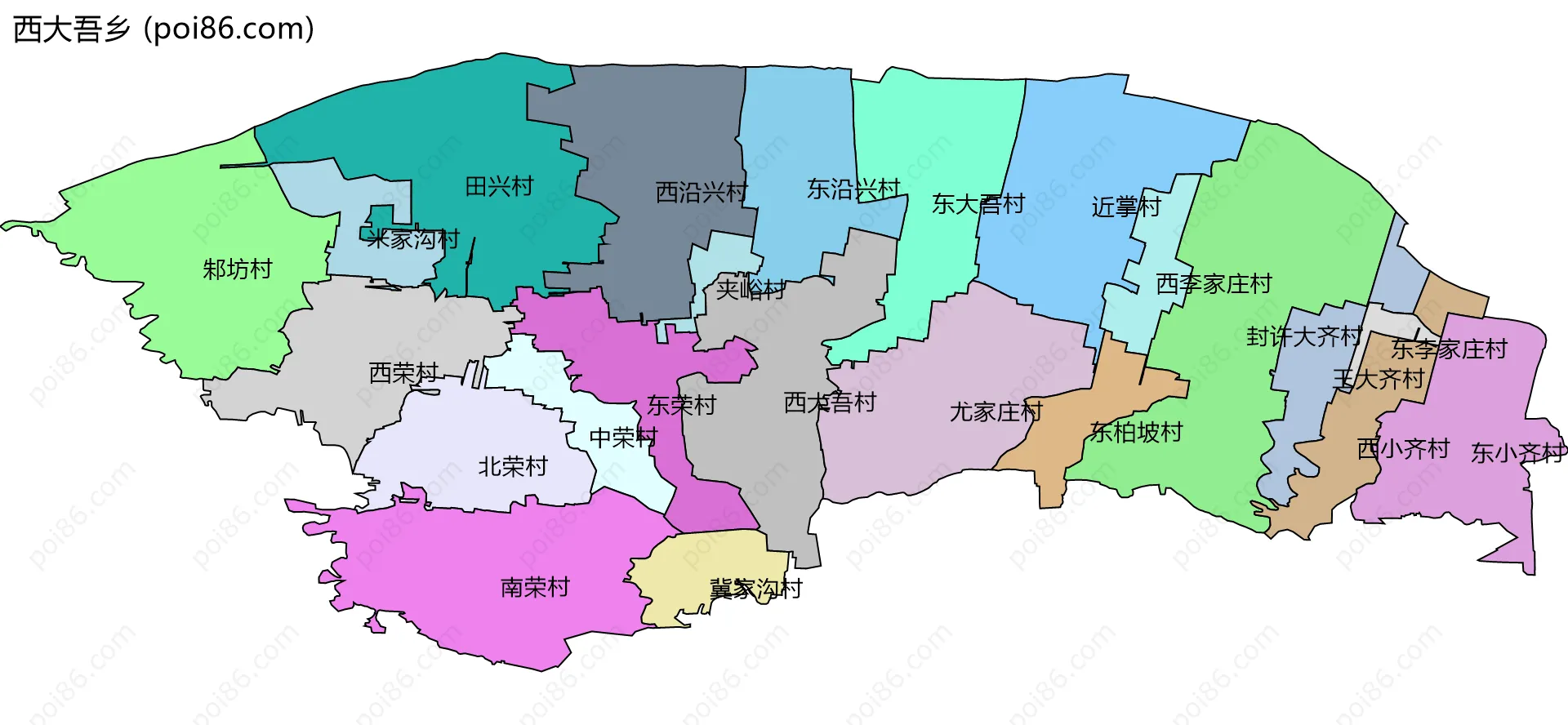西大吾乡边界地图(五级行政区划)