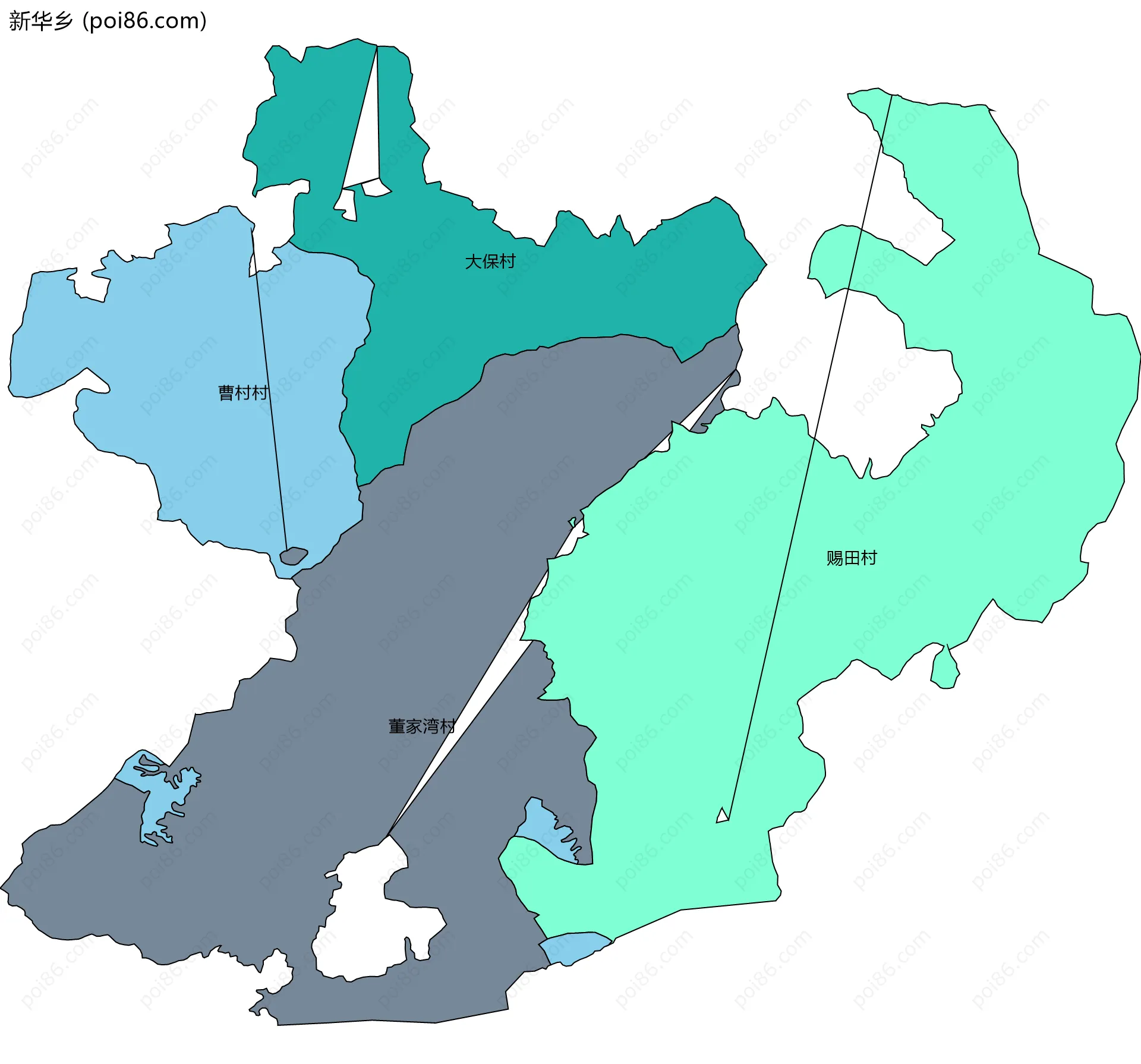 新华乡边界地图(五级行政区划)