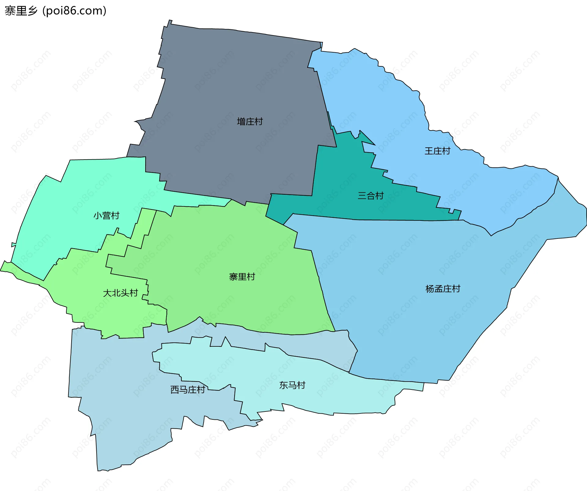 寨里乡边界地图(五级行政区划)