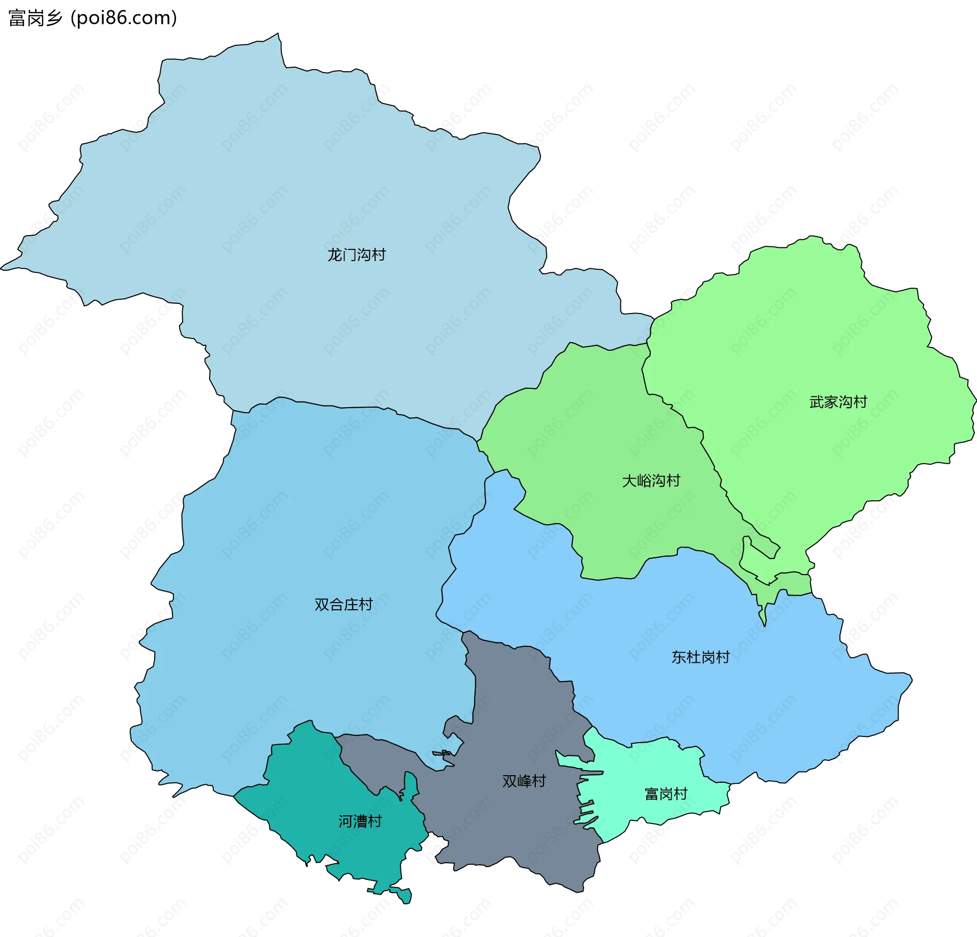 富岗乡边界地图(五级行政区划)