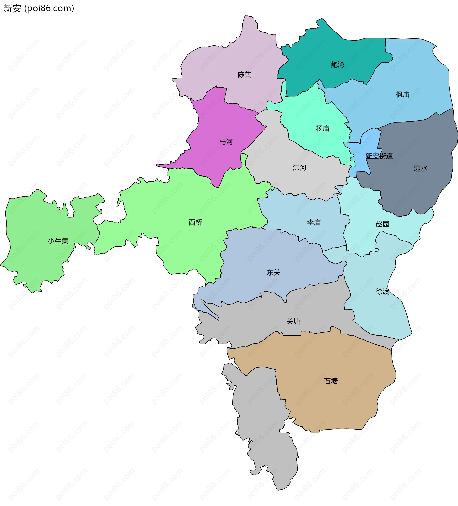 新安边界地图(五级行政区划)