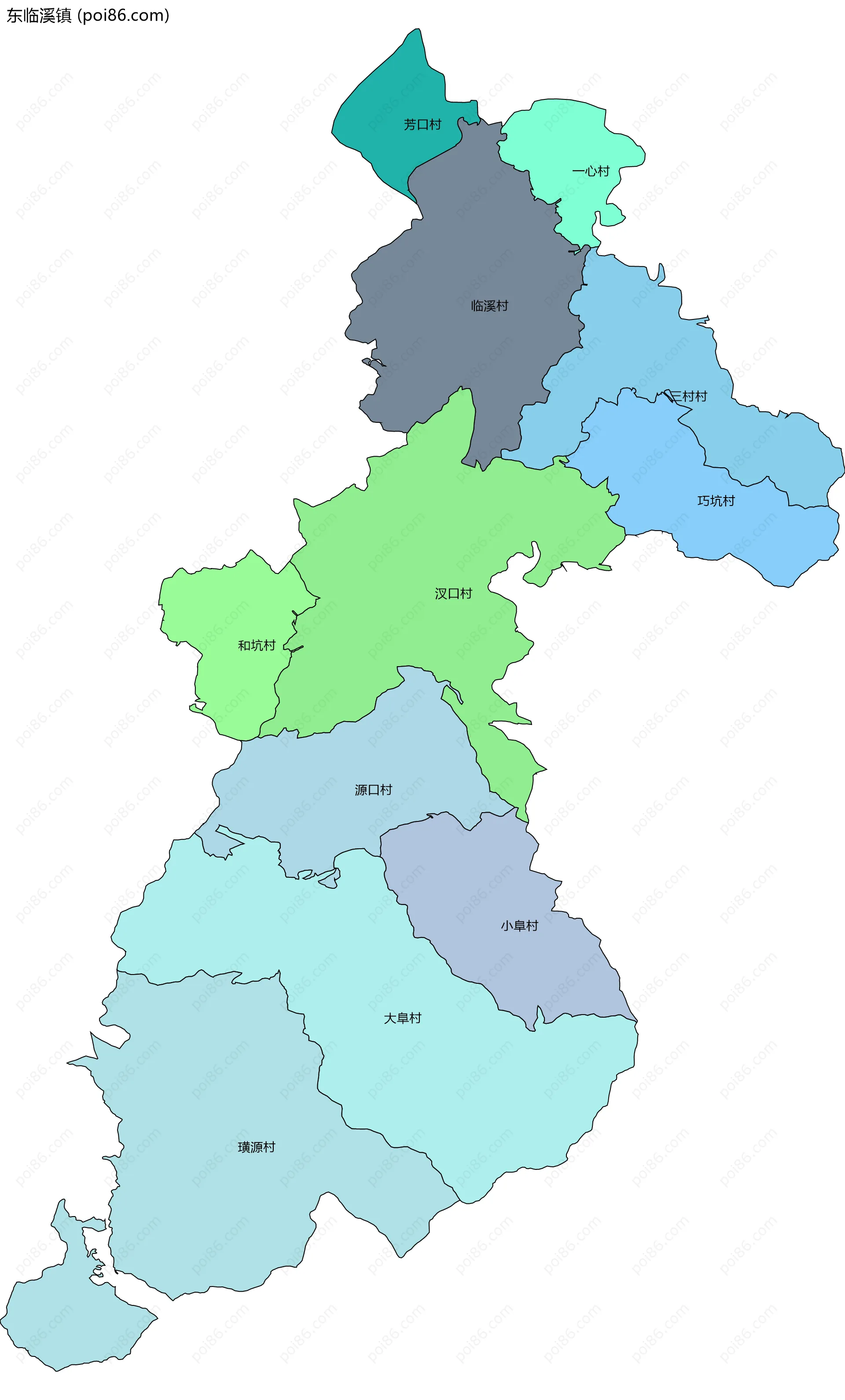 东临溪镇边界地图(五级行政区划)