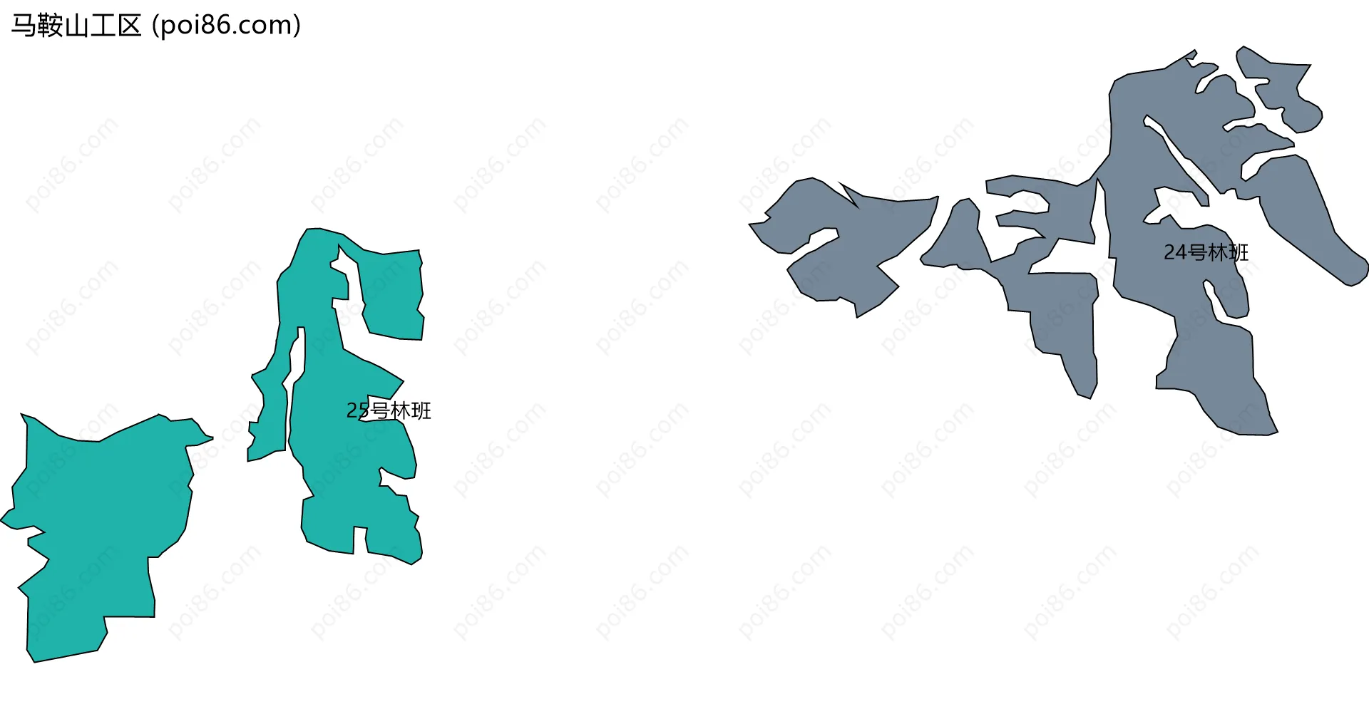 马鞍山工区边界地图(五级行政区划)