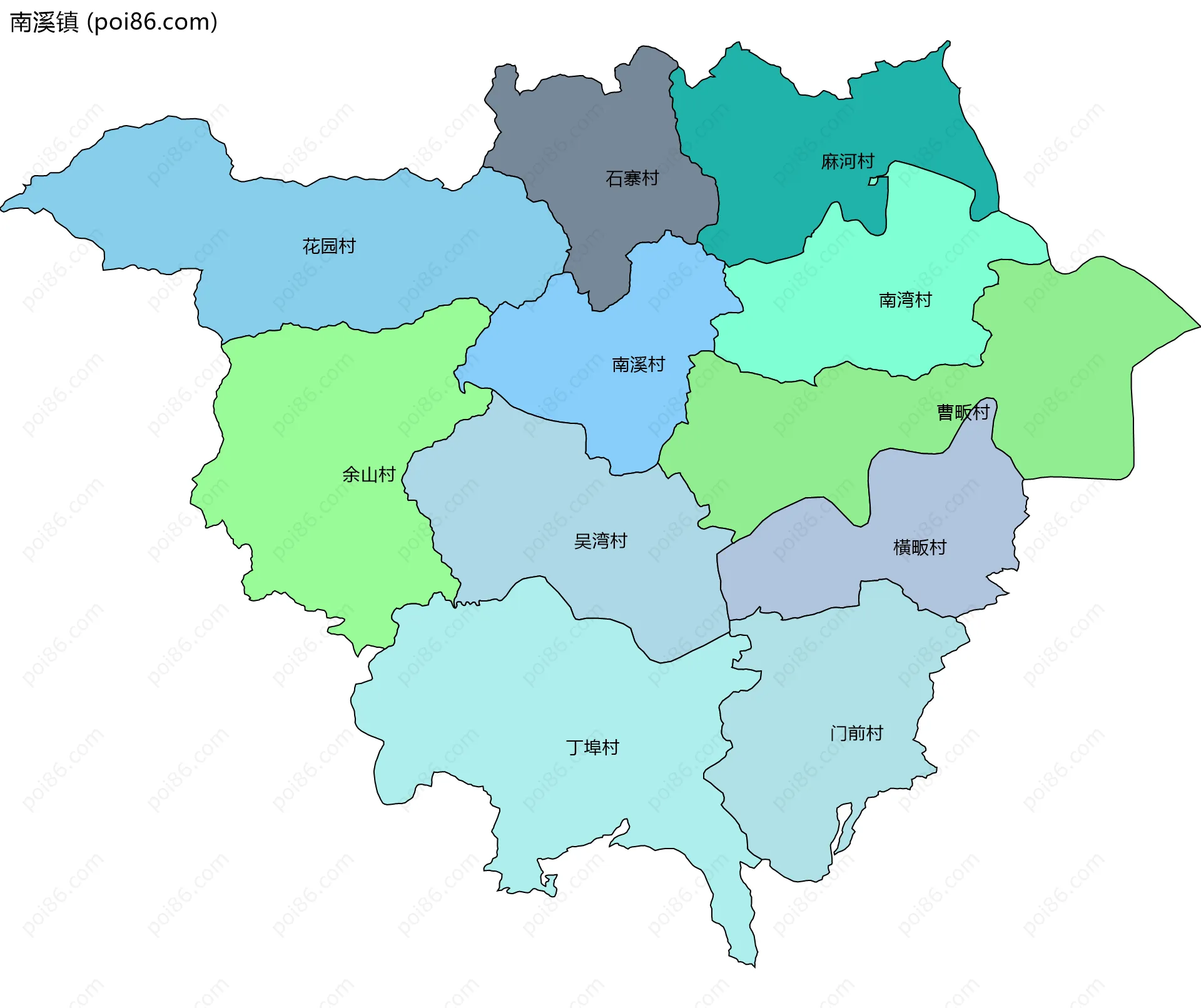南溪镇边界地图(五级行政区划)