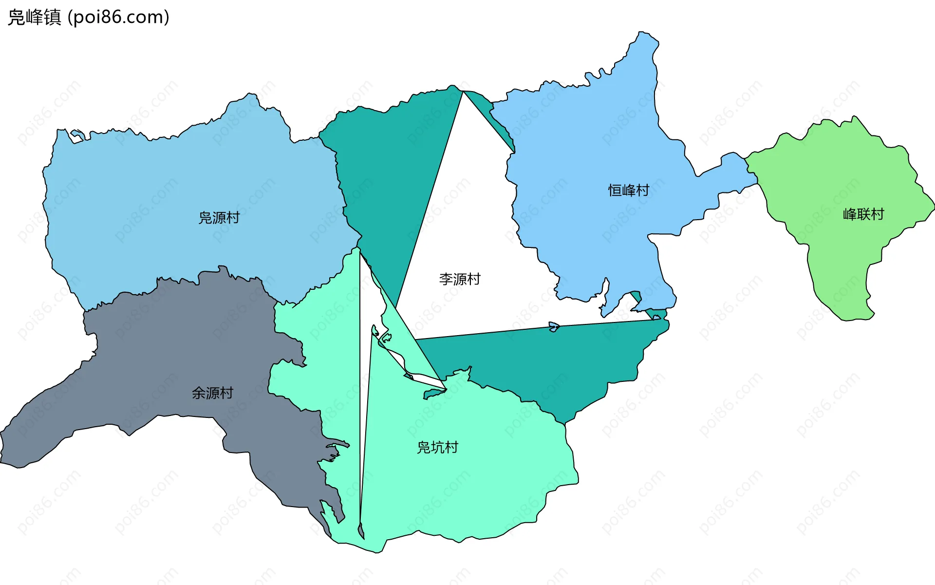 凫峰镇边界地图(五级行政区划)
