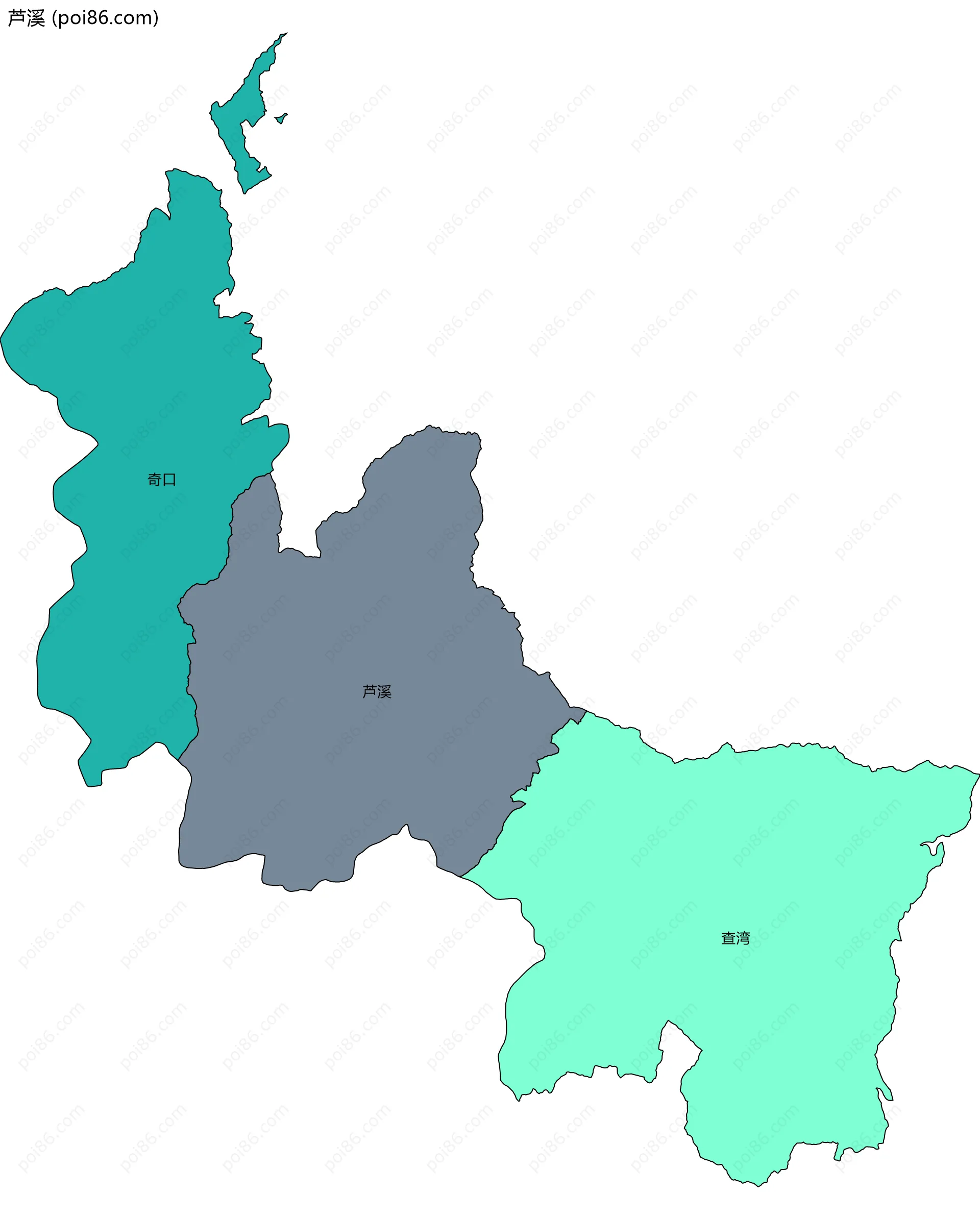 芦溪边界地图(五级行政区划)