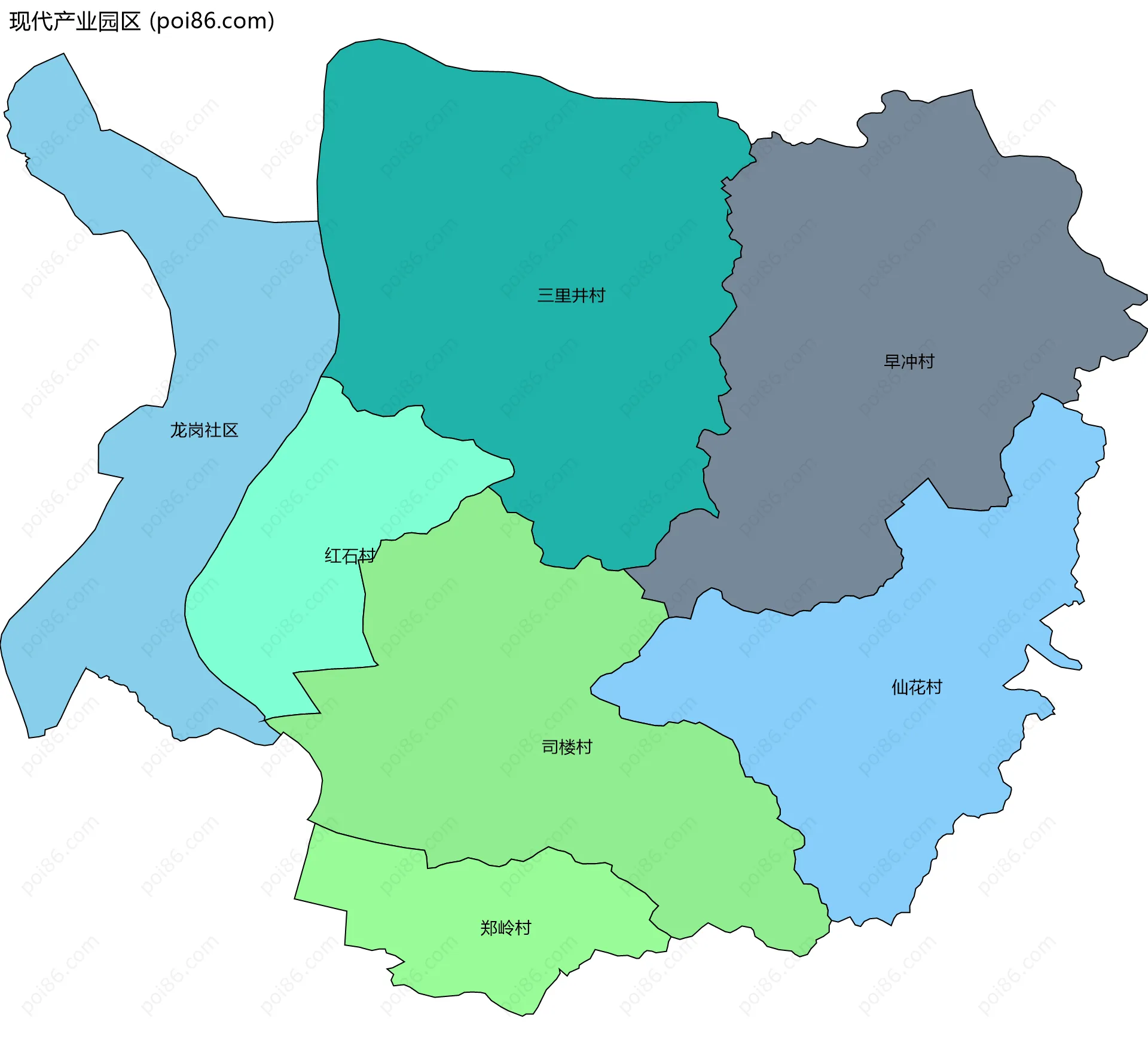现代产业园区边界地图(五级行政区划)