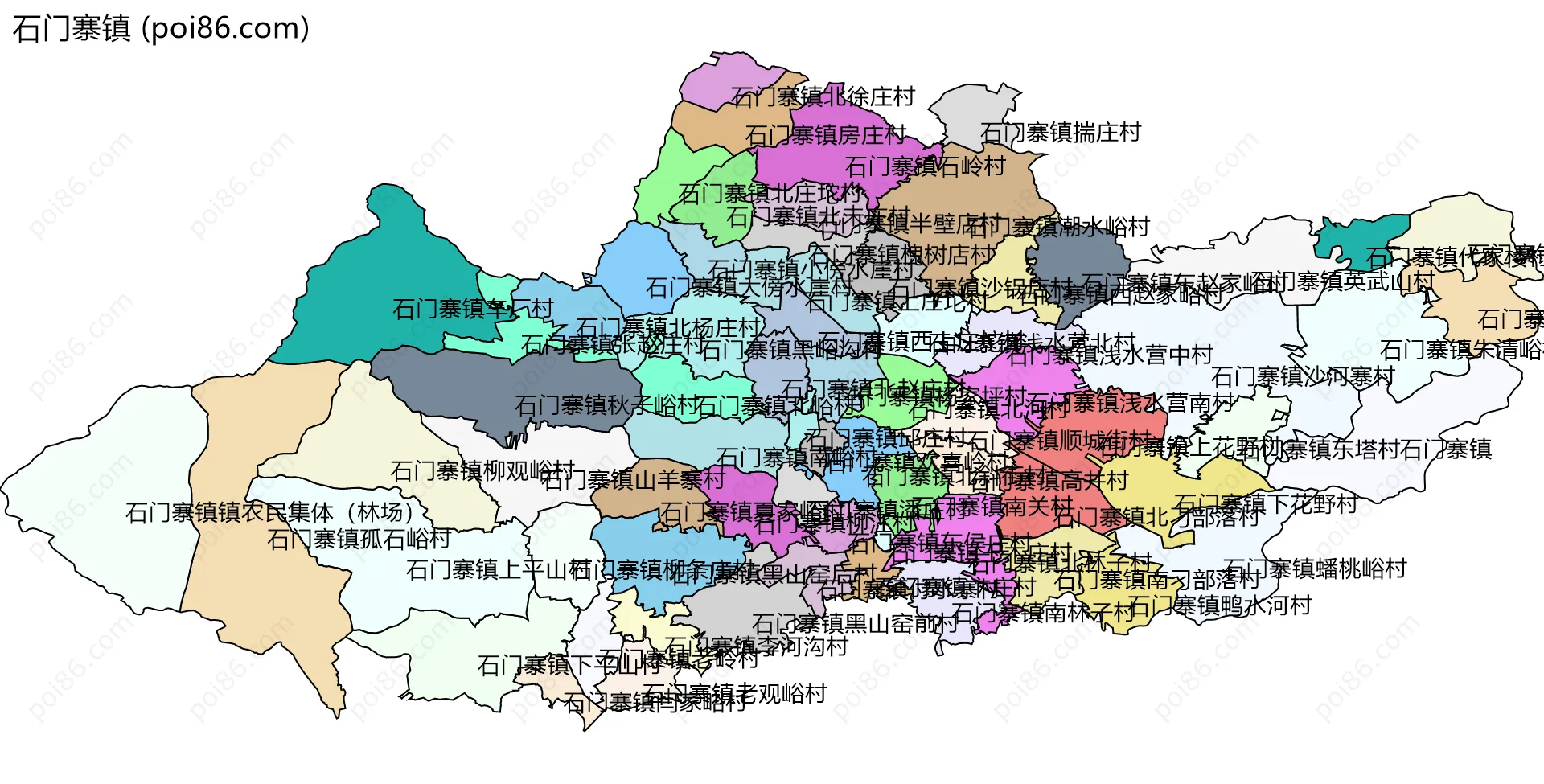 石门寨镇边界地图(五级行政区划)