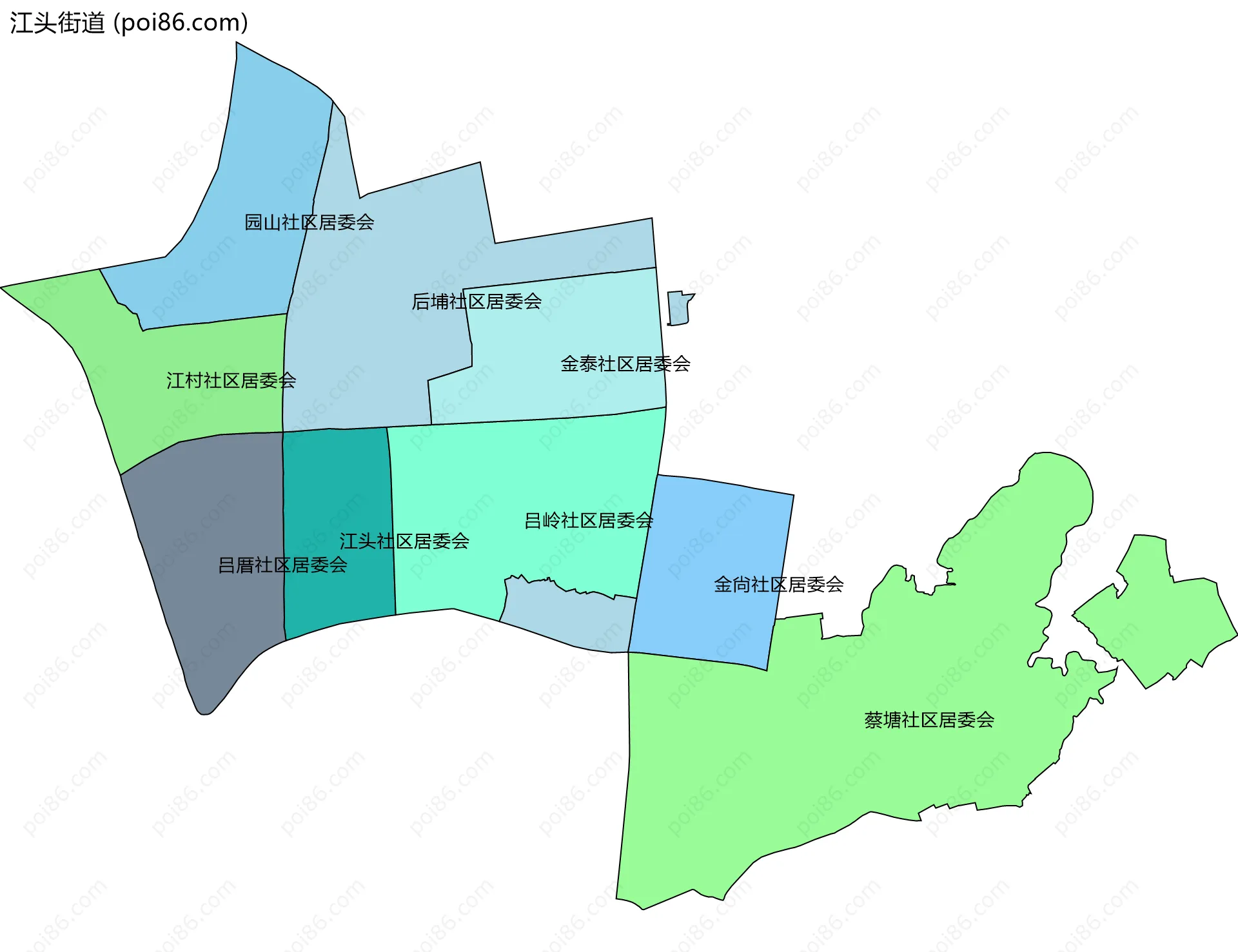 江头街道边界地图(五级行政区划)