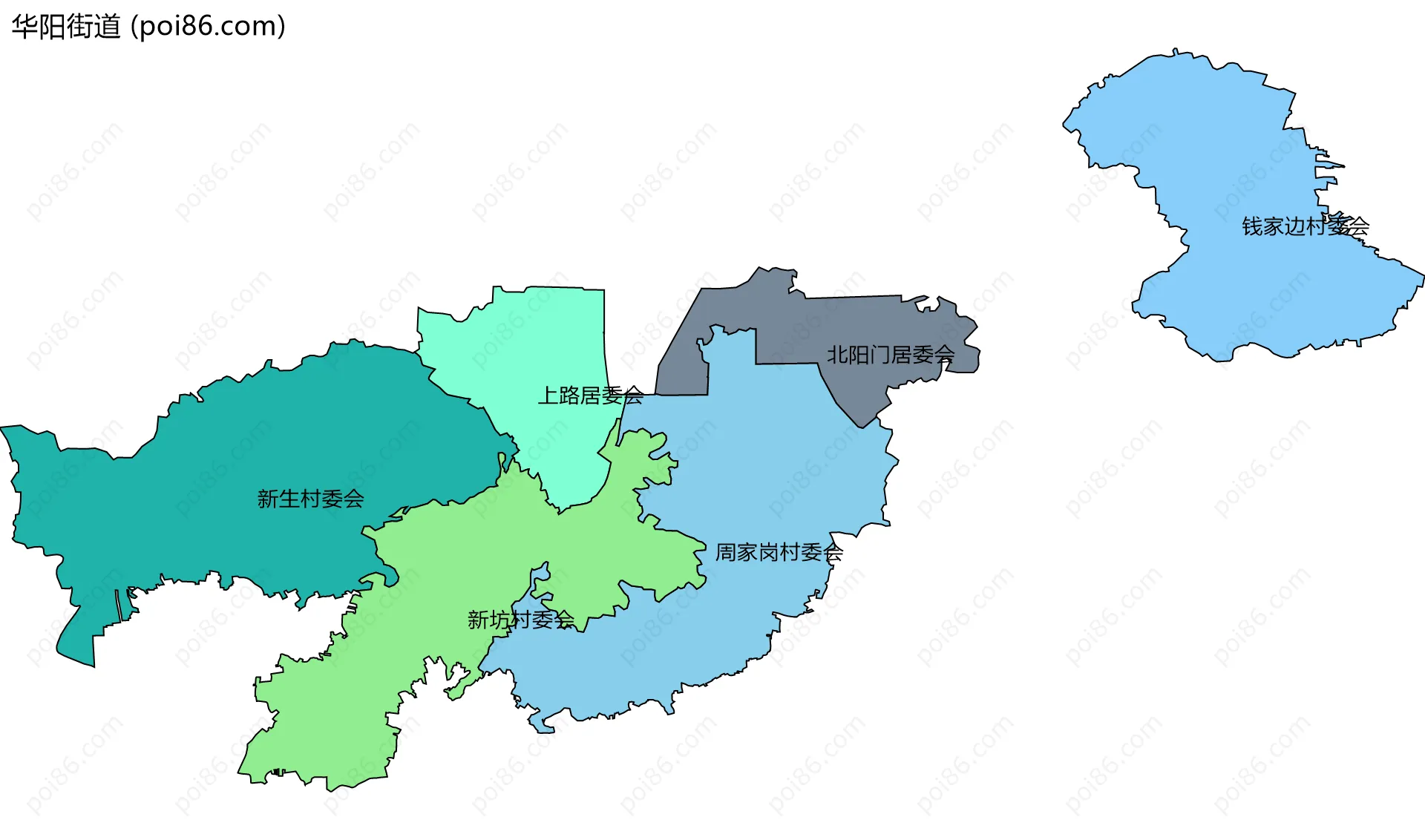 华阳街道边界地图(五级行政区划)