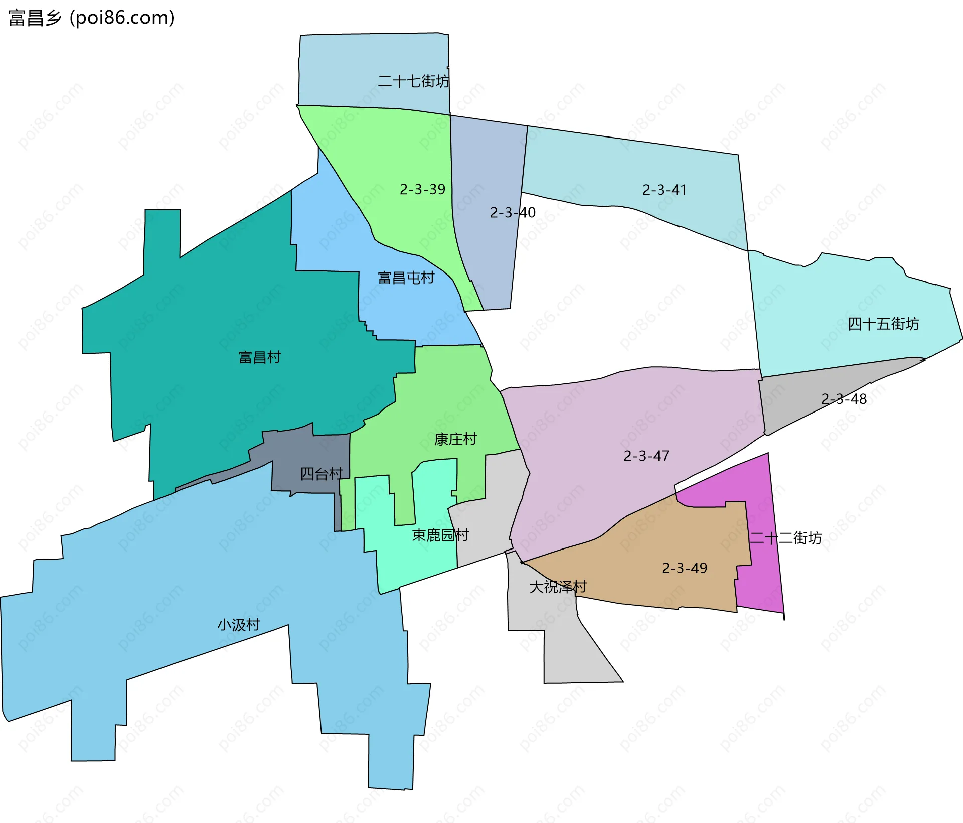 富昌乡边界地图(五级行政区划)