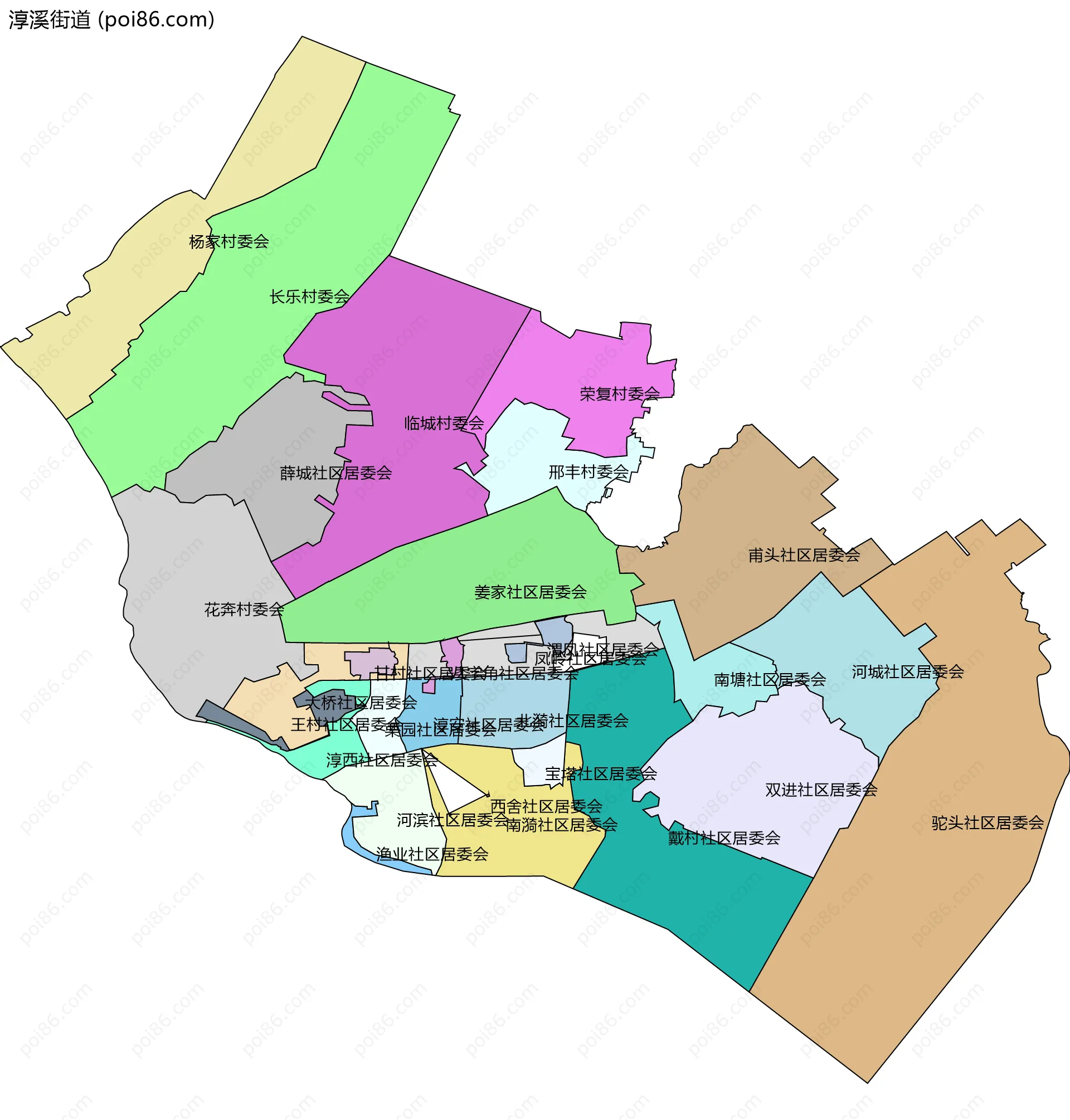 淳溪街道边界地图(五级行政区划)