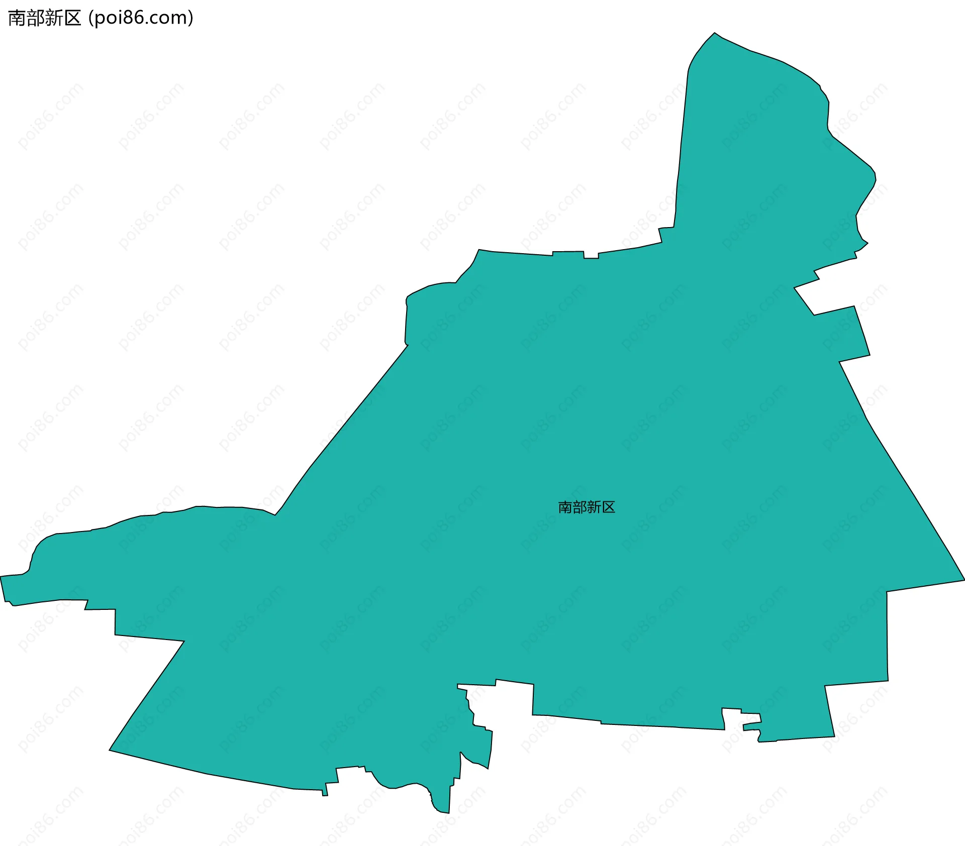 南部新区边界地图(五级行政区划)