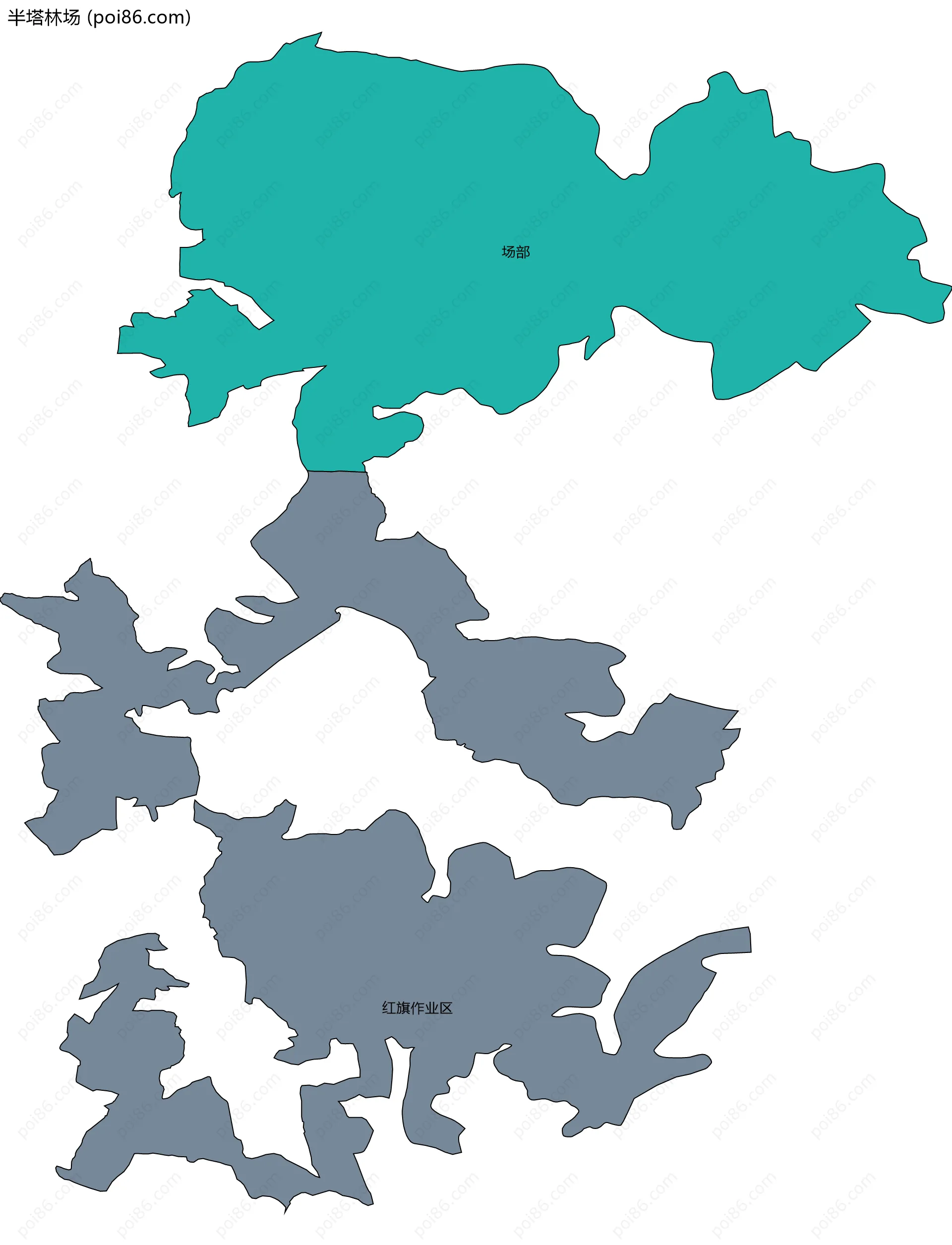 半塔林场边界地图(五级行政区划)